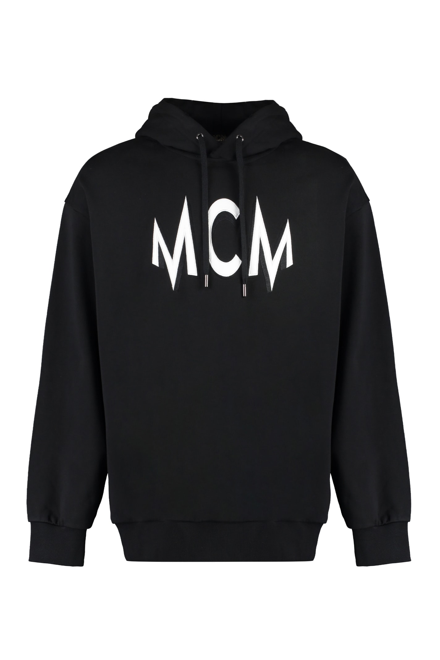 Shop Mcm Logo Intarsia Hoodie In Black