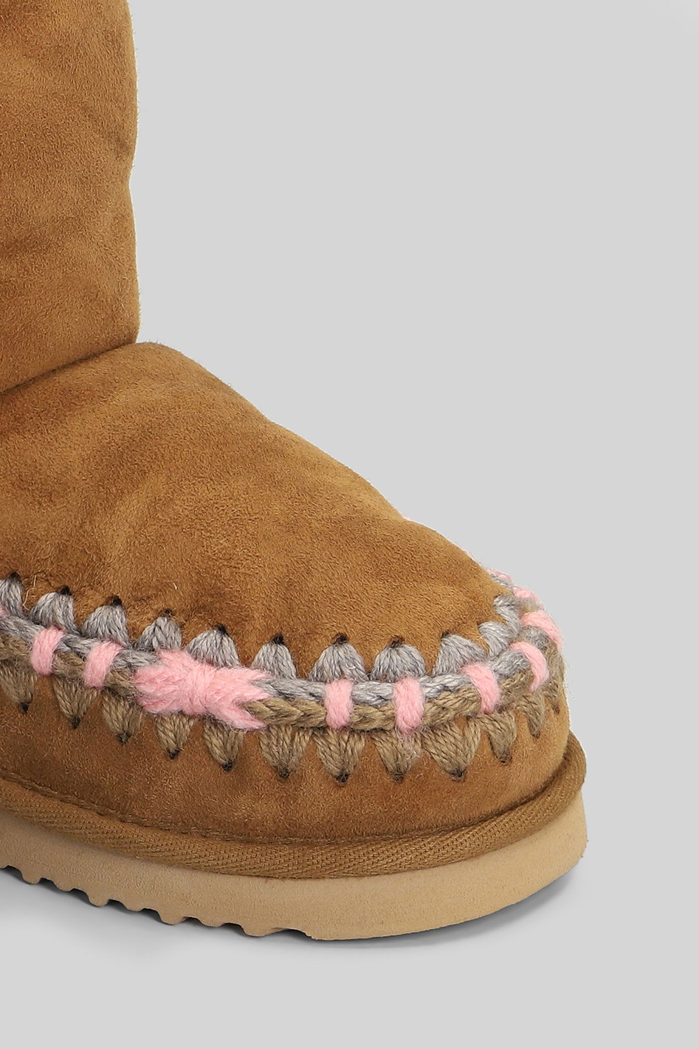 Mou Eskimo 24 Low Heels Ankle Boots In Brown Suede In Brown