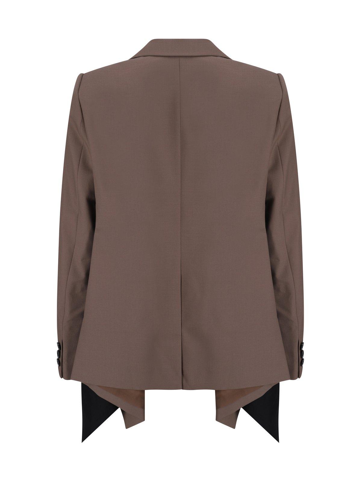 Shop Sacai Single Breasted Panelled Poplin Jacket