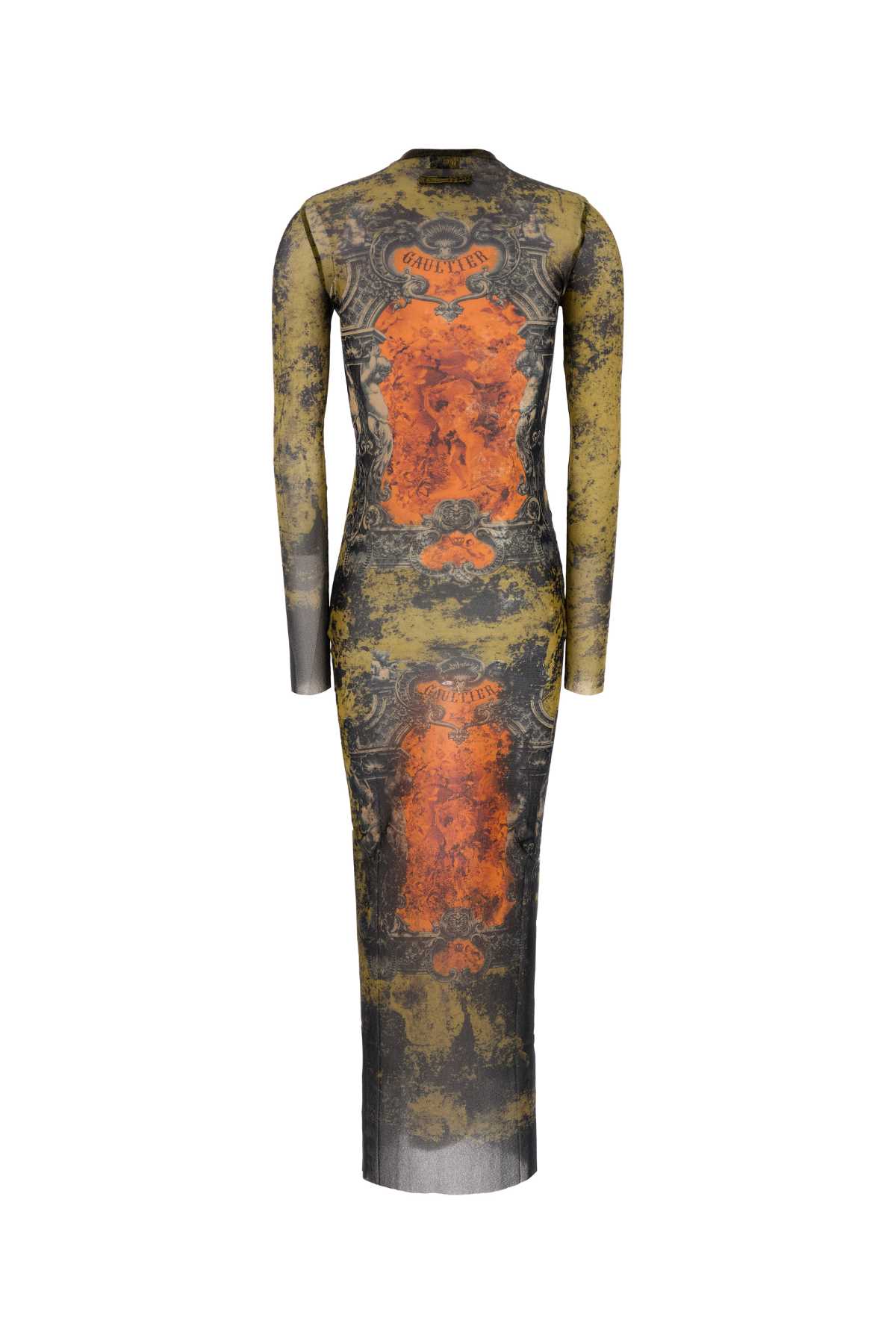 Jean Paul Gaultier Graphic Print Full-length Dress With Long Sleeves In Green