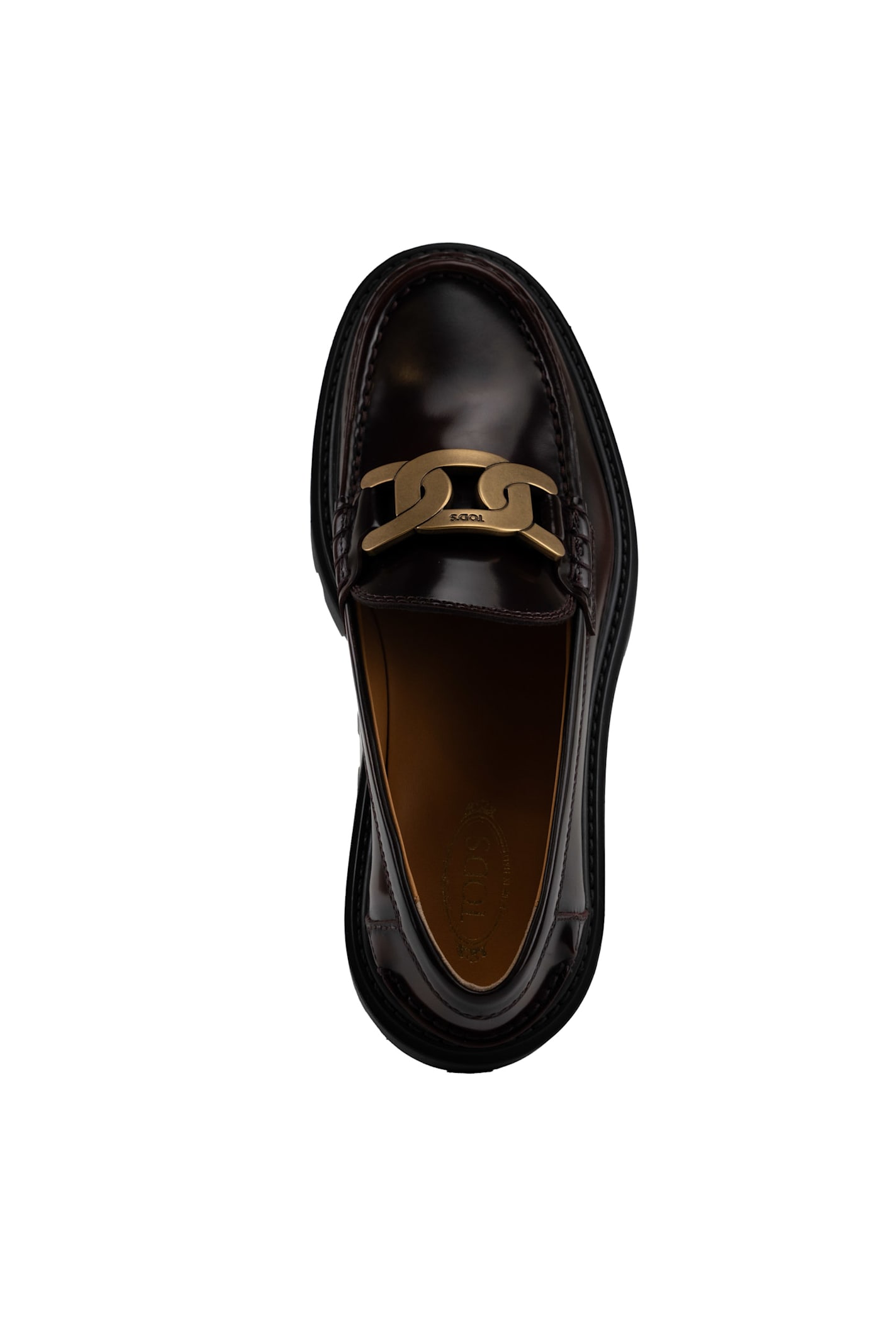 Shop Tod's Burgundy Leather Loafers With Gold Buckle In Bordeaux