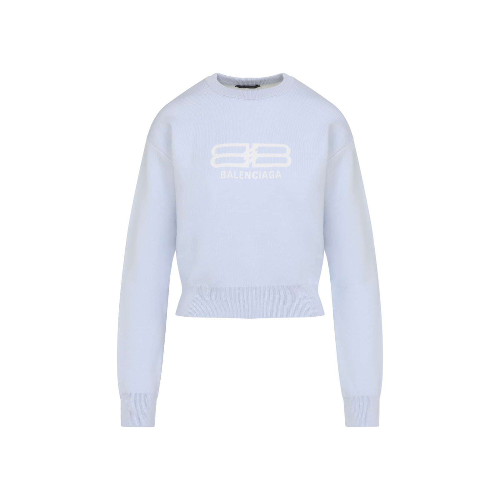Balenciaga Cropped Sweater In Blue