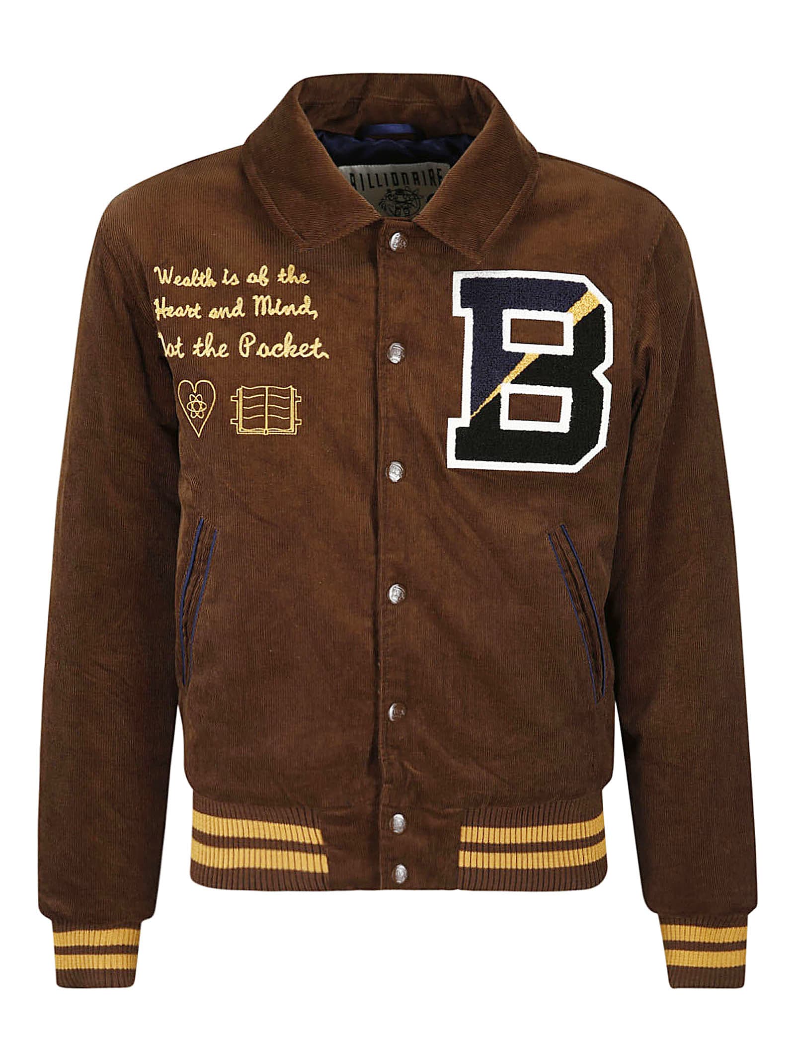 BILLIONAIRE BOYS CLUB CORDUROY COLLARED VARSITY JACKET