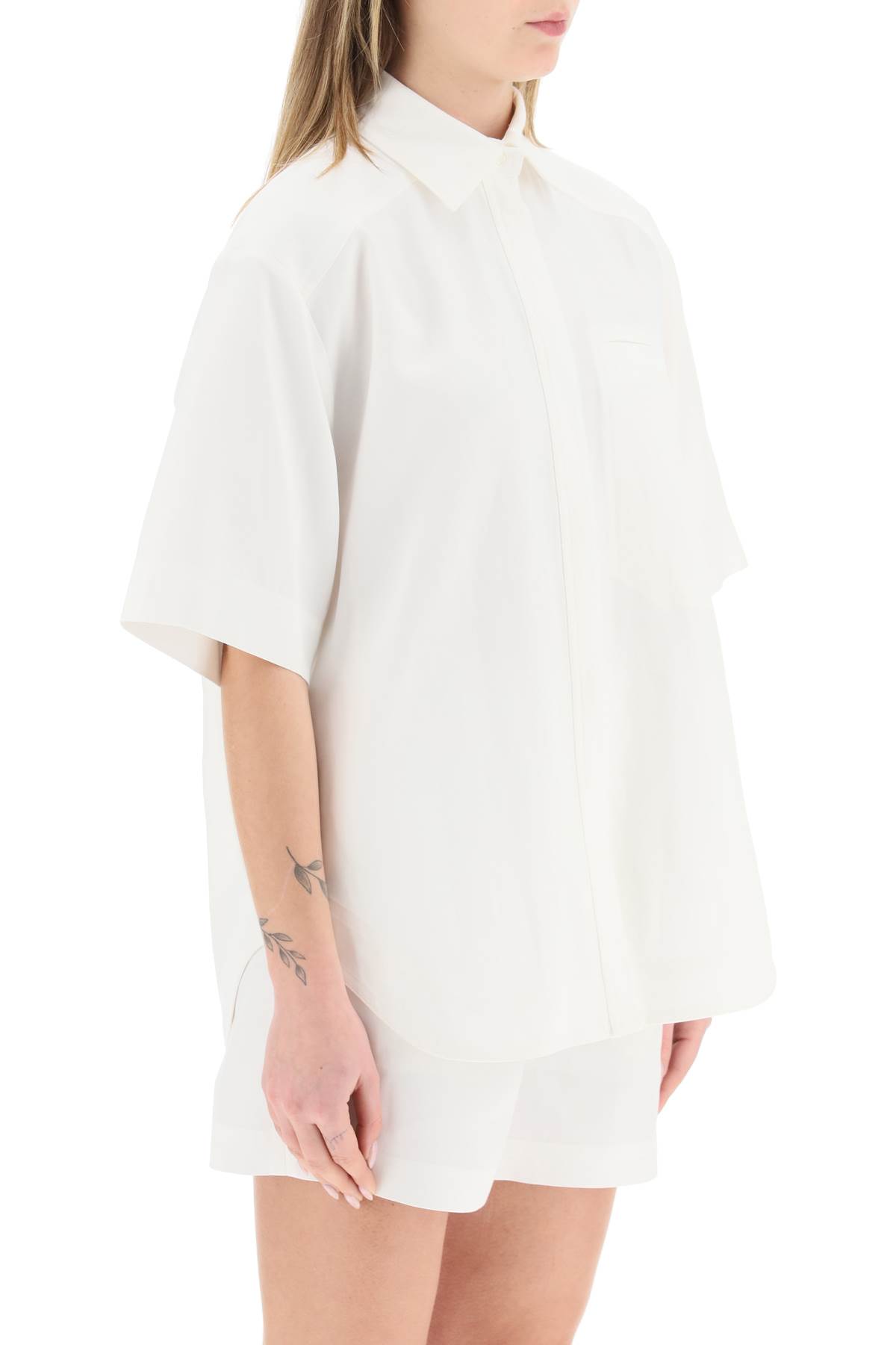 Shop Loulou Studio Oversized Viscose And Linen Short-sleeved Shirt In Ivory (white)