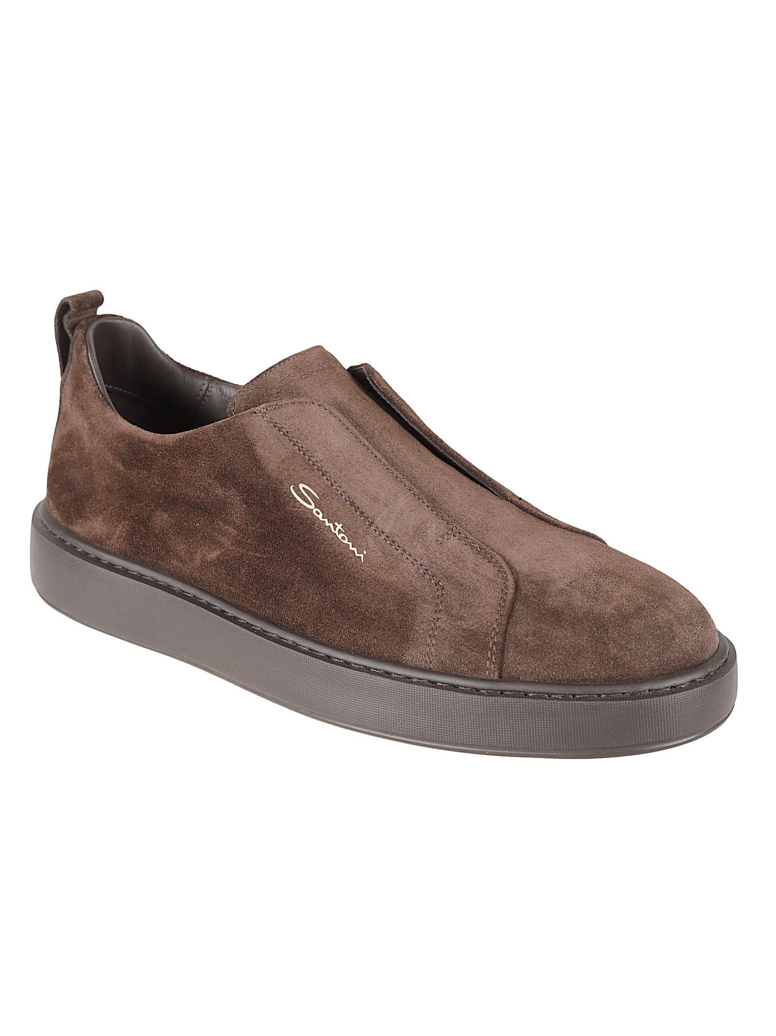 Shop Santoni Victory Sneakers In Dark Brown