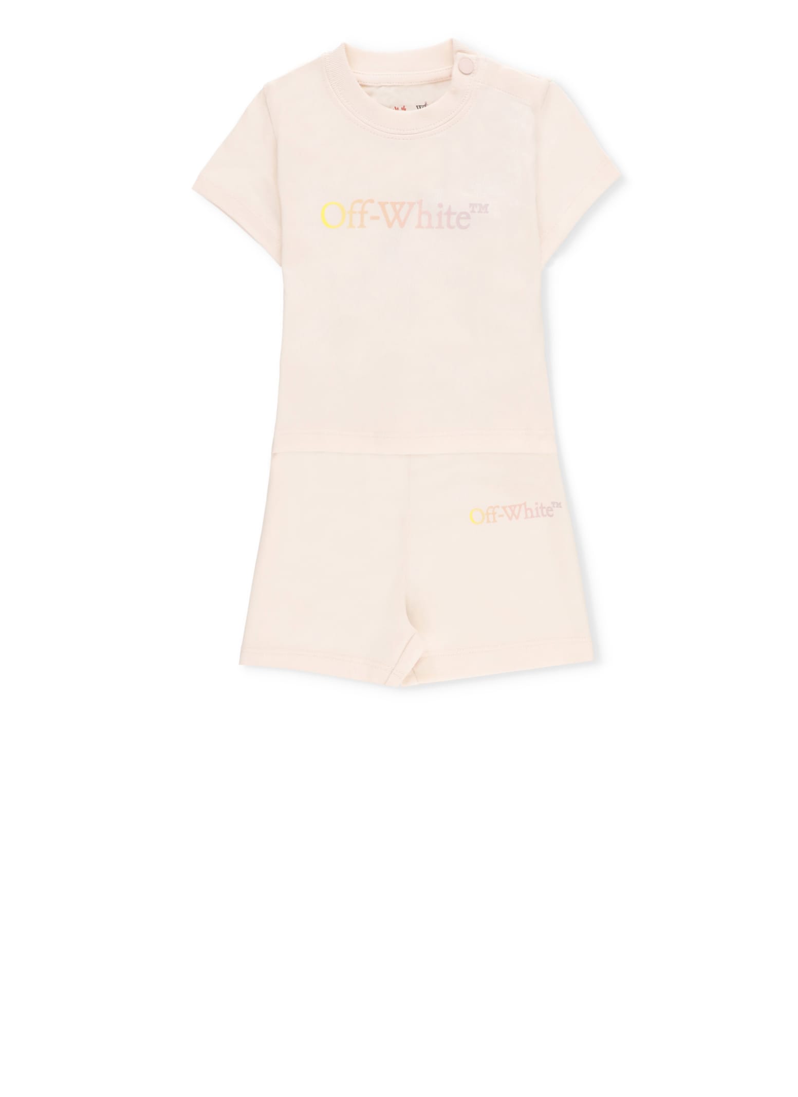 Off-white Babies' Cotton Two Pieces Jumpsuit In Pink