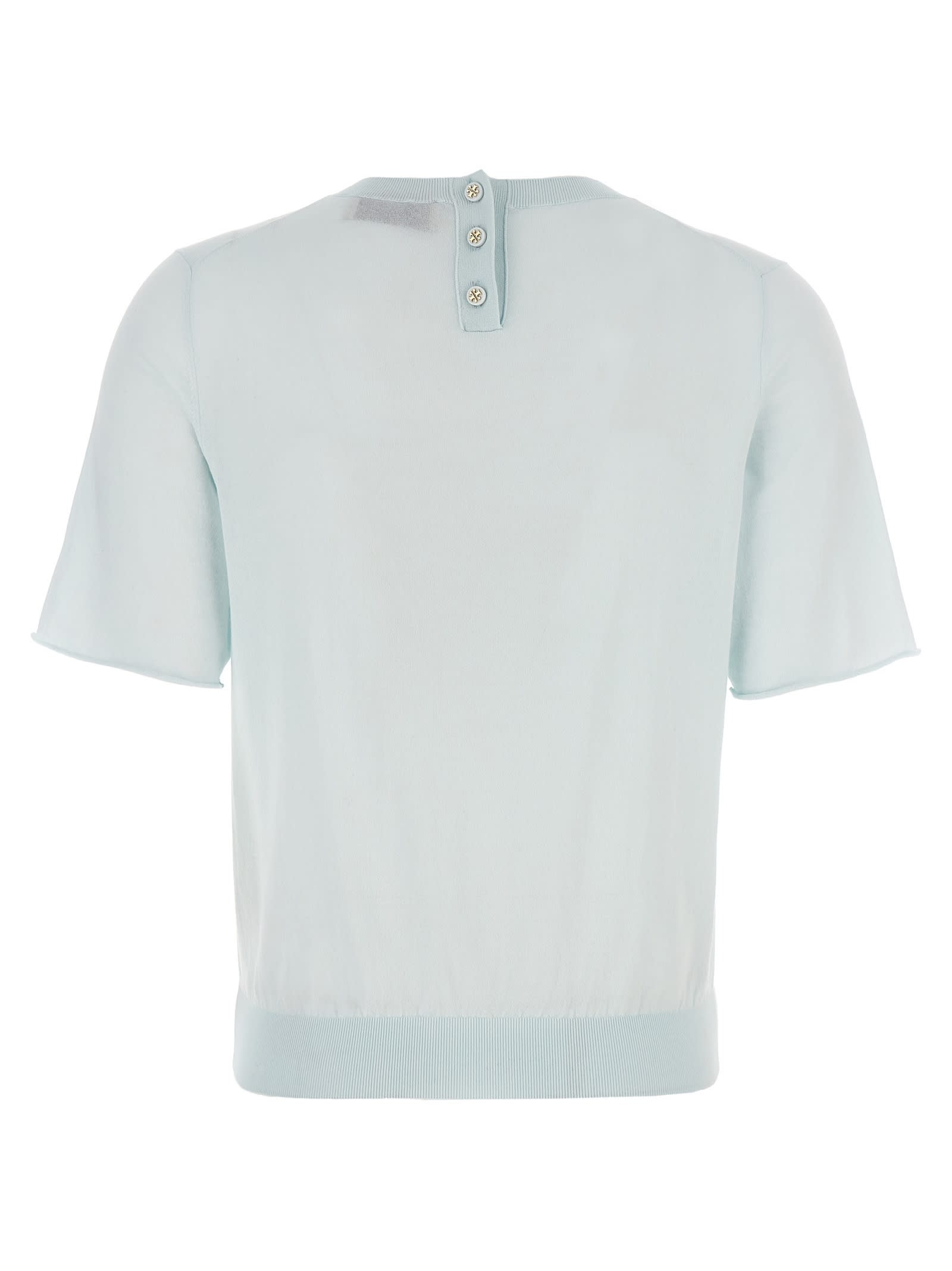 Shop Tory Burch Short-sleeved Sweater In Light Blue