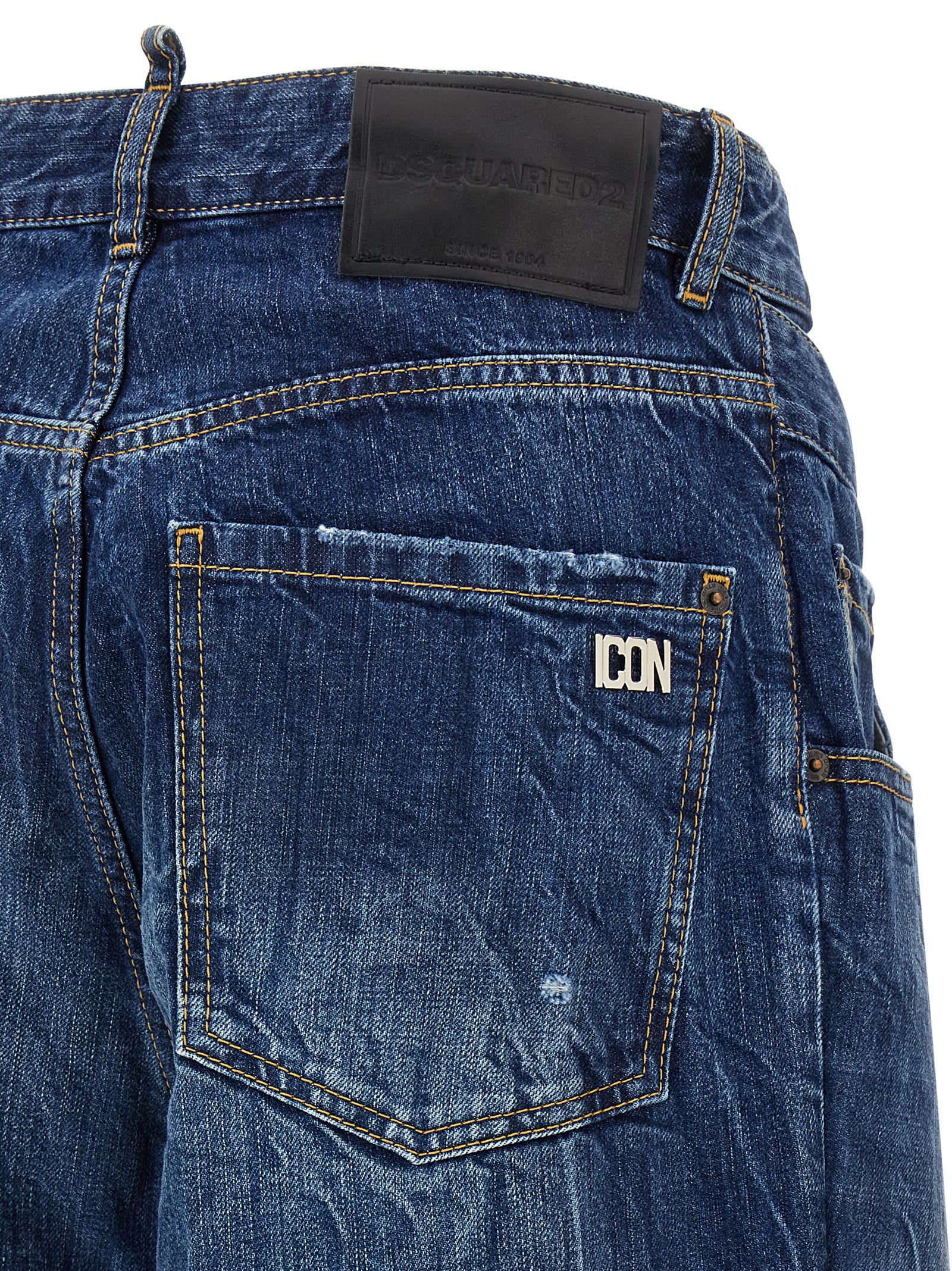 Dsquared2 Blue Stonewashed Cotton Denim Jeans In Blue