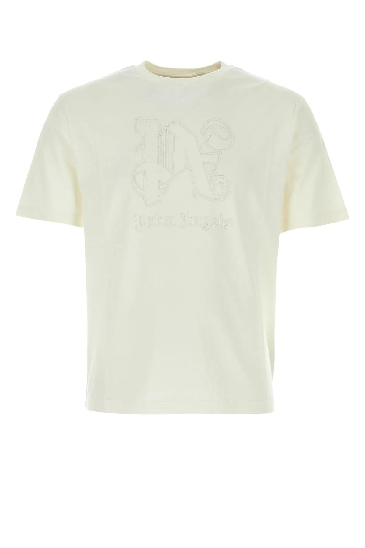 Palm Angels Ivory Cotton T-shirt In Neutral