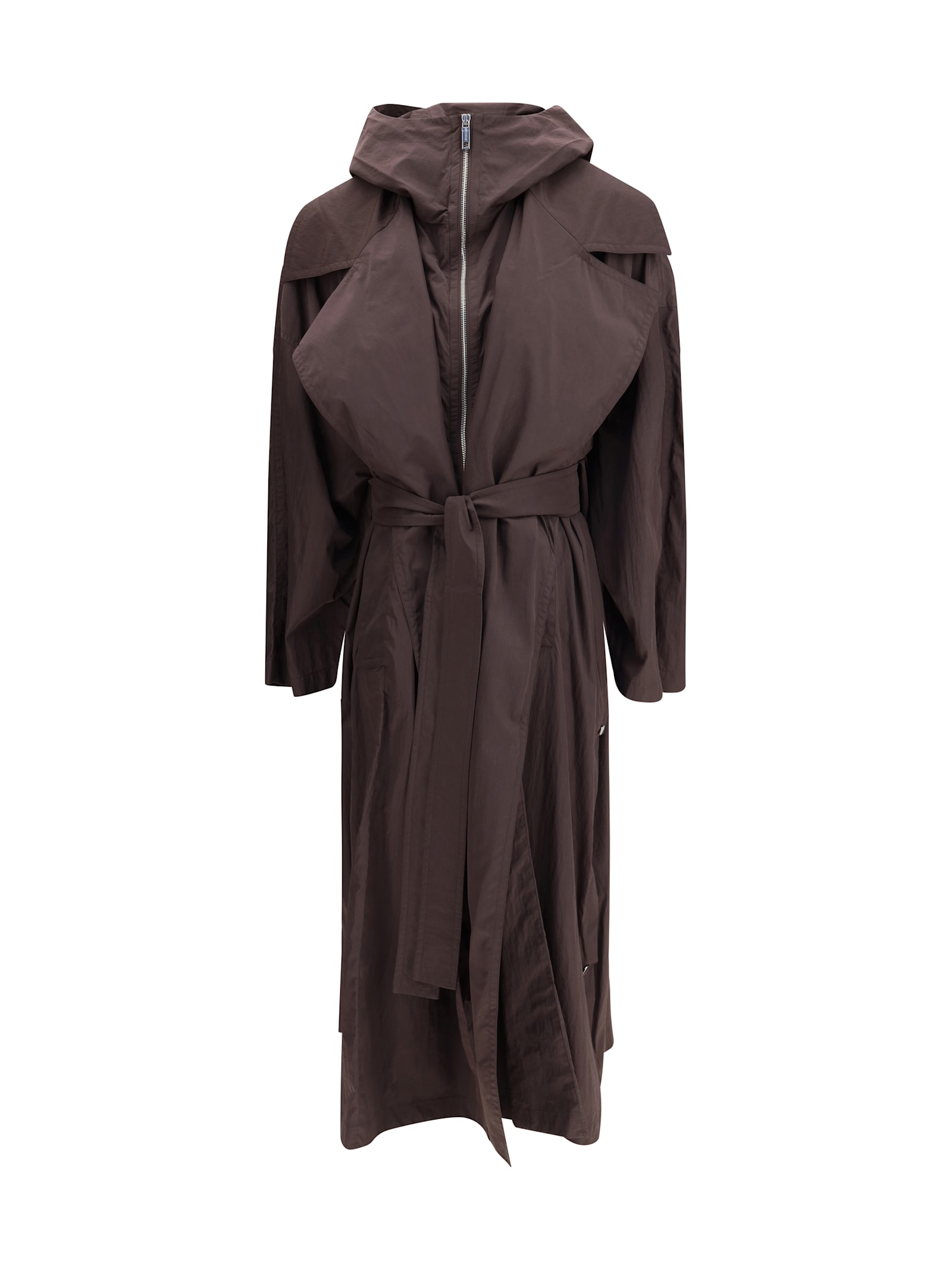 Sportmax Oversized Barba Trench Coat In Taffeta In Brown