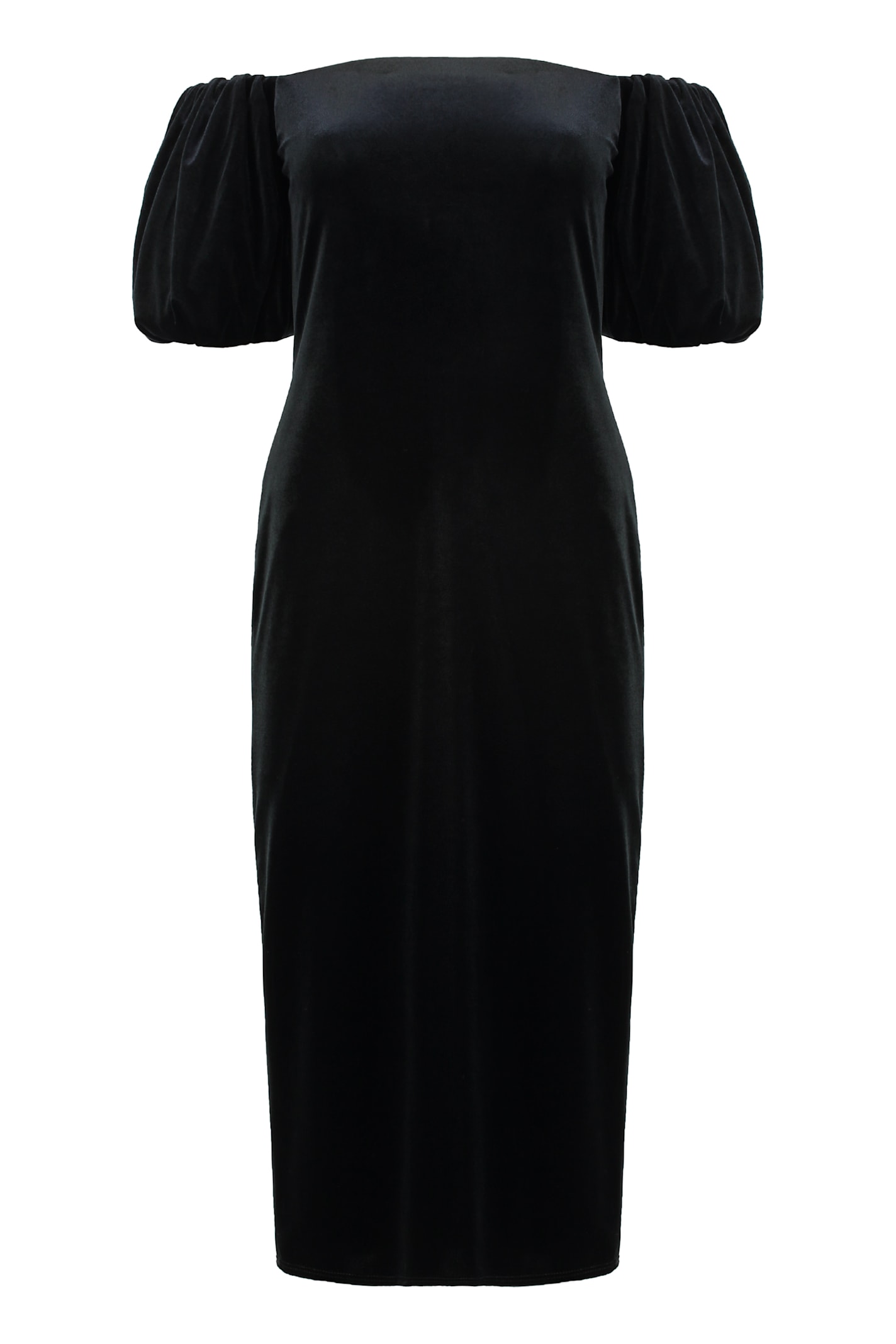 Ralph Lauren Midi Velvet Dresses In Black