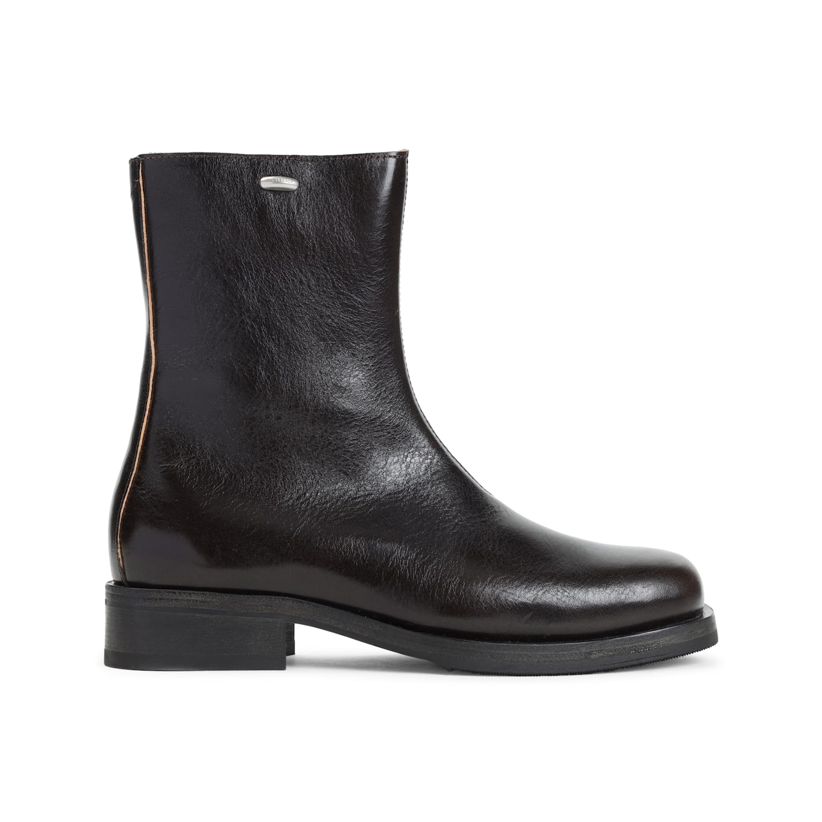 Our Legacy Block Heel Round Toe Smooth Finish Boots In Black