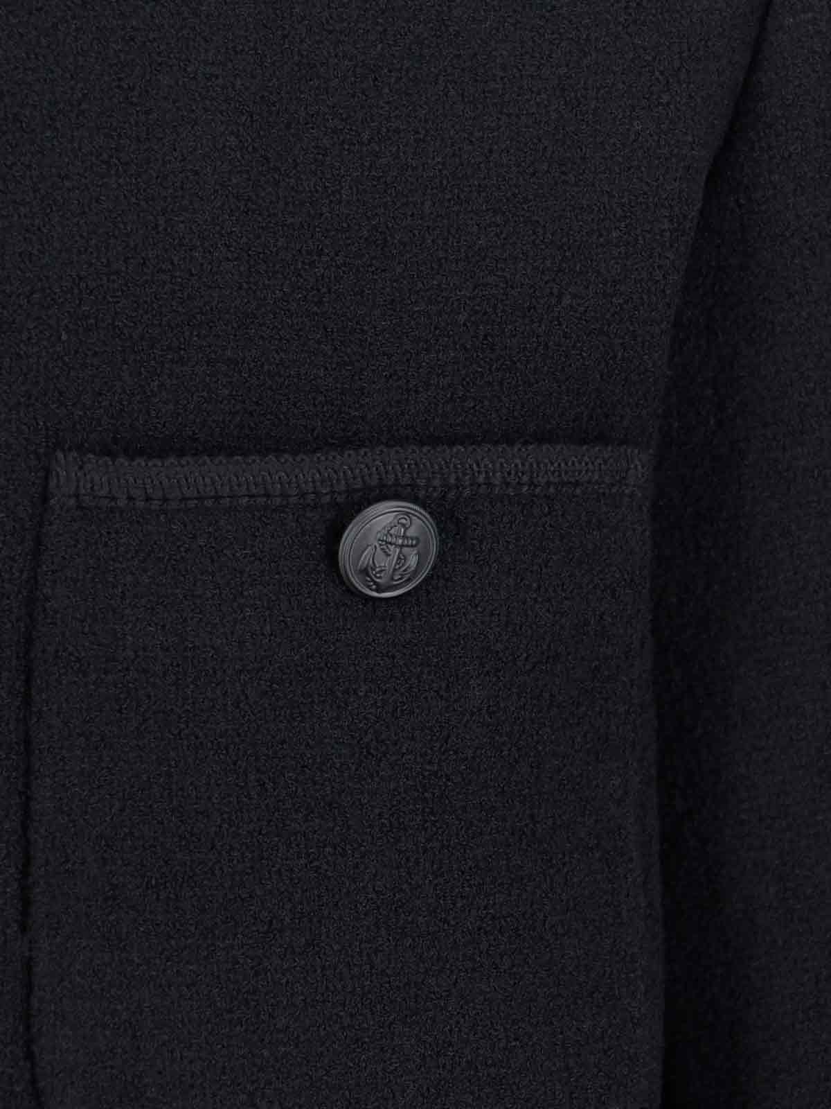 Tonywack Black Collarless Blouson Jacket With Nautical Button Detail In Black