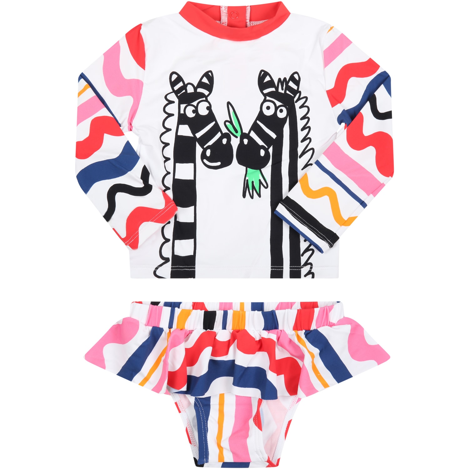 Stella McCartney Kids Multicolor Swimsuit For Baby Girl With Zebras