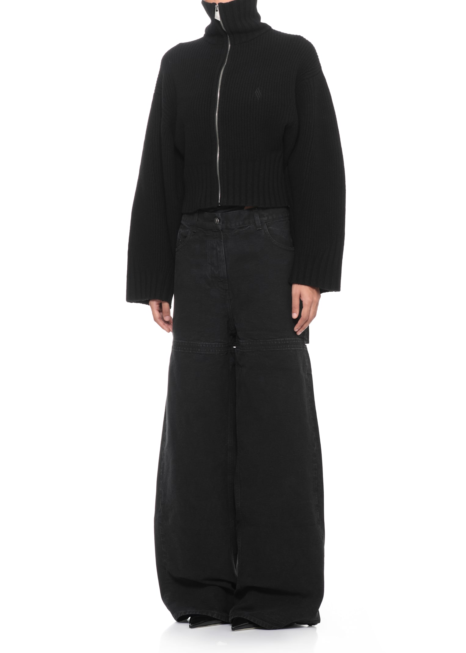 Attico Wool Cardigan In Black