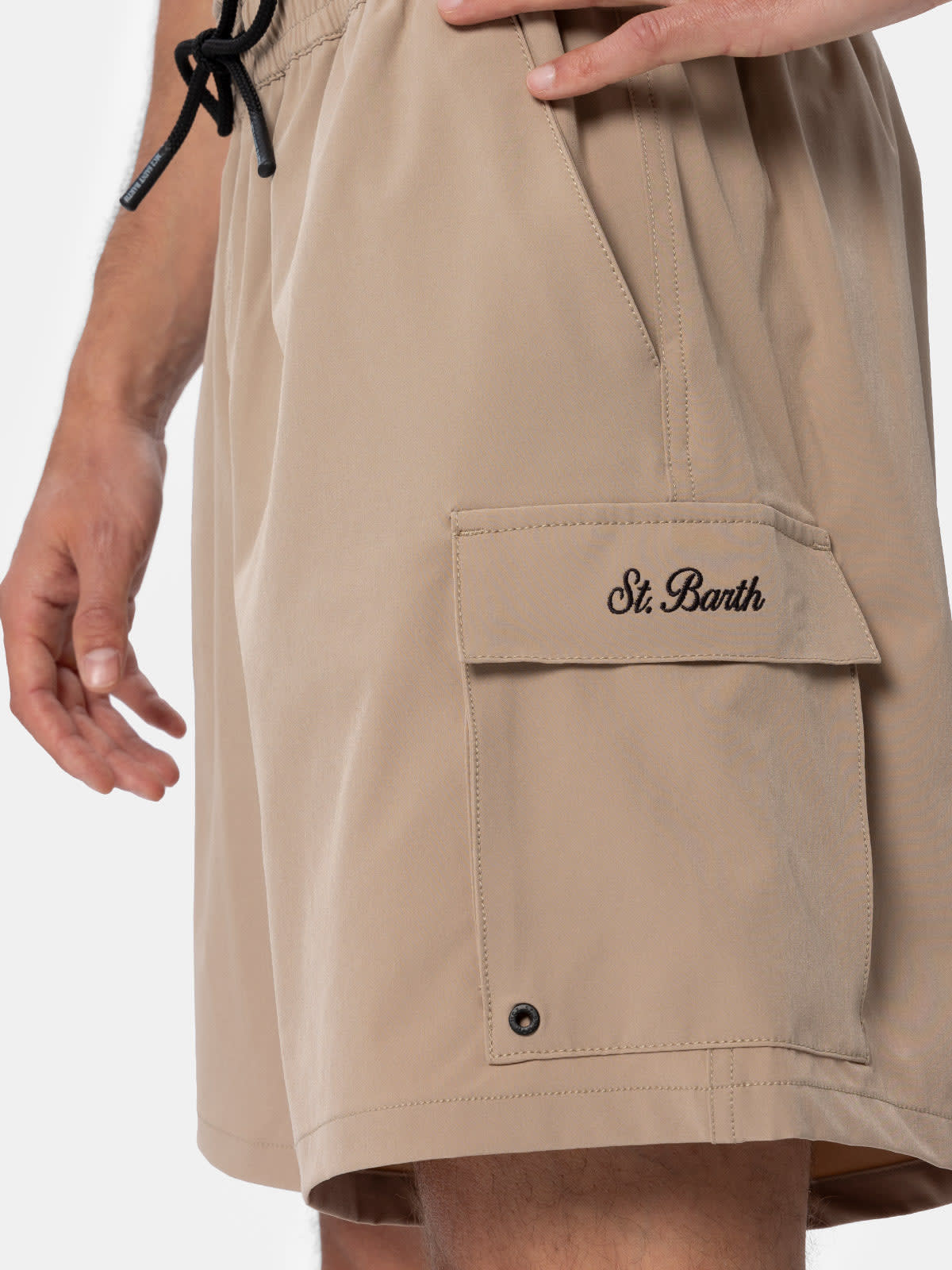 Mc2 Saint Barth Logo-embroidered Swim Shorts In White