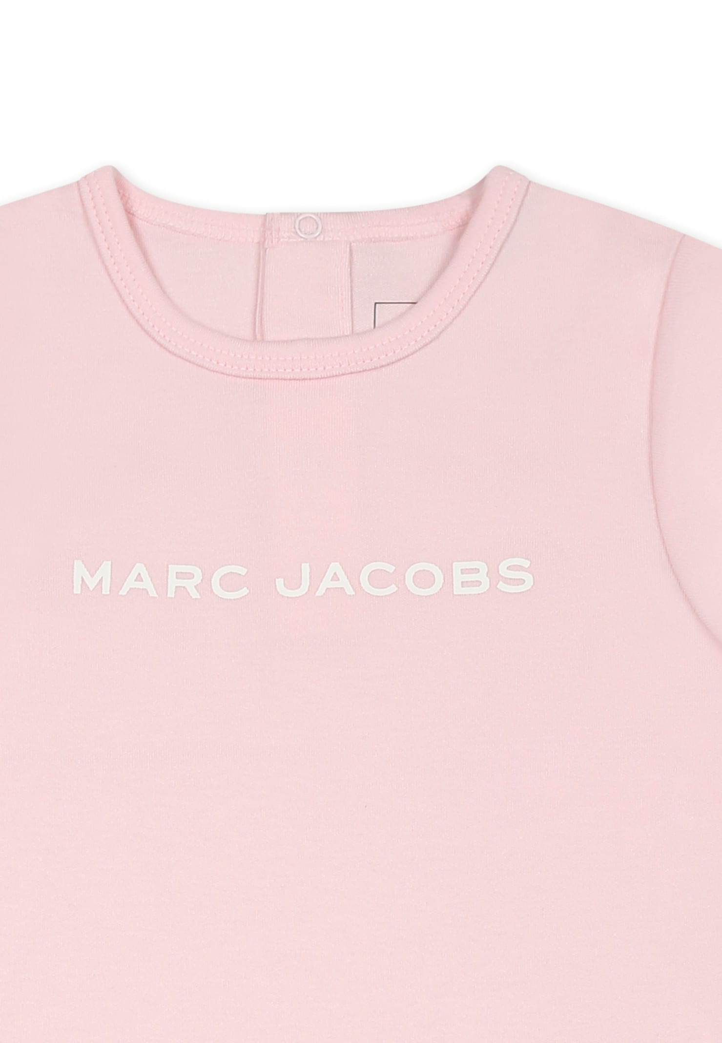Marc Jacobs Pink Suit For Baby Girl With Logo And Flowers In Pink