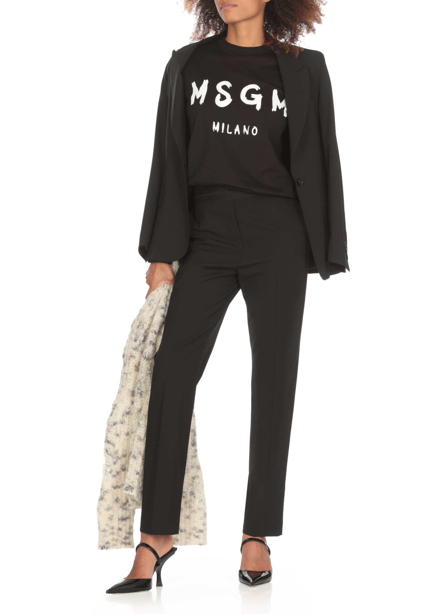 Shop Msgm Cotton T-shirt In Black