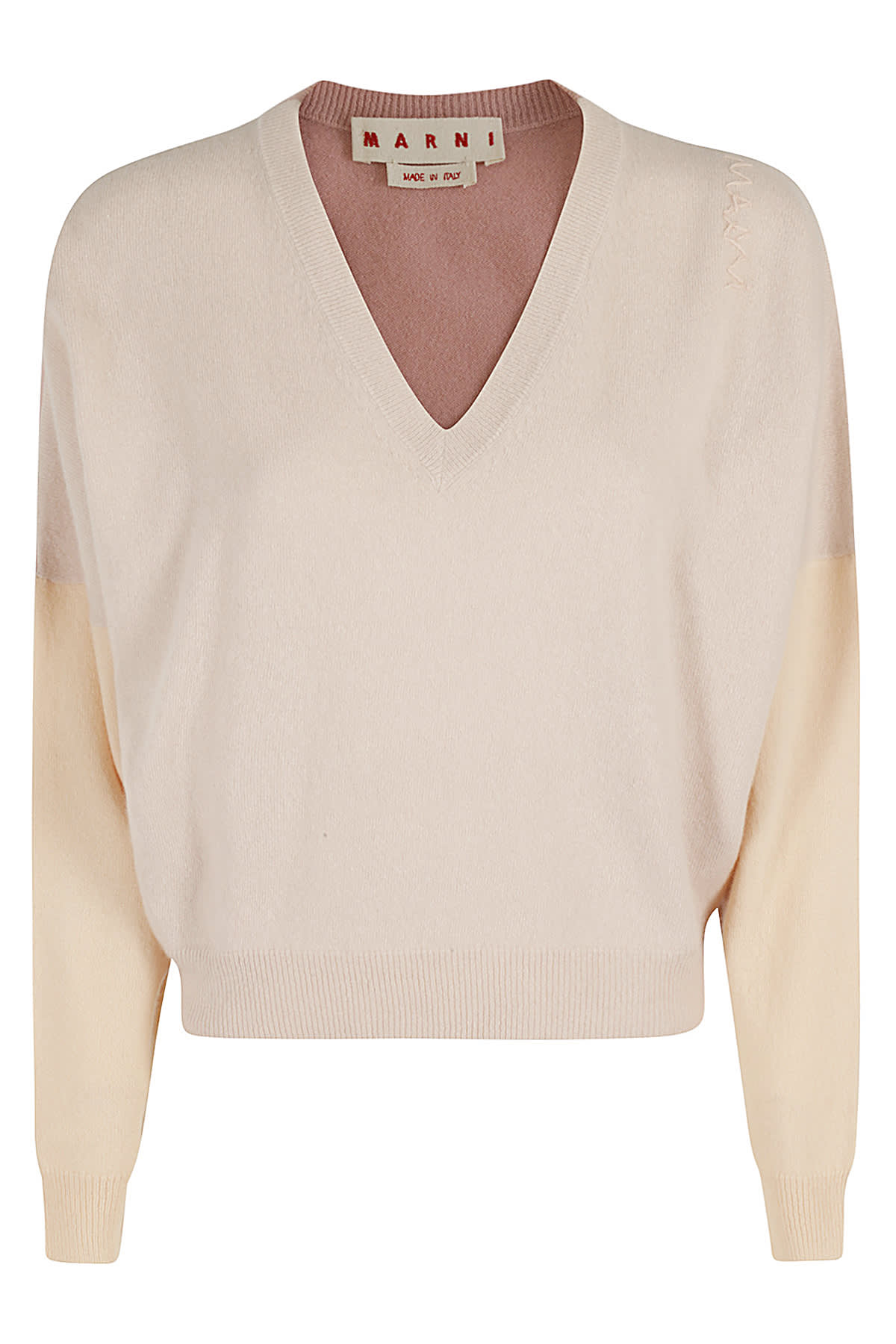 Shop Marni V Neck Sweater In Pale Peach