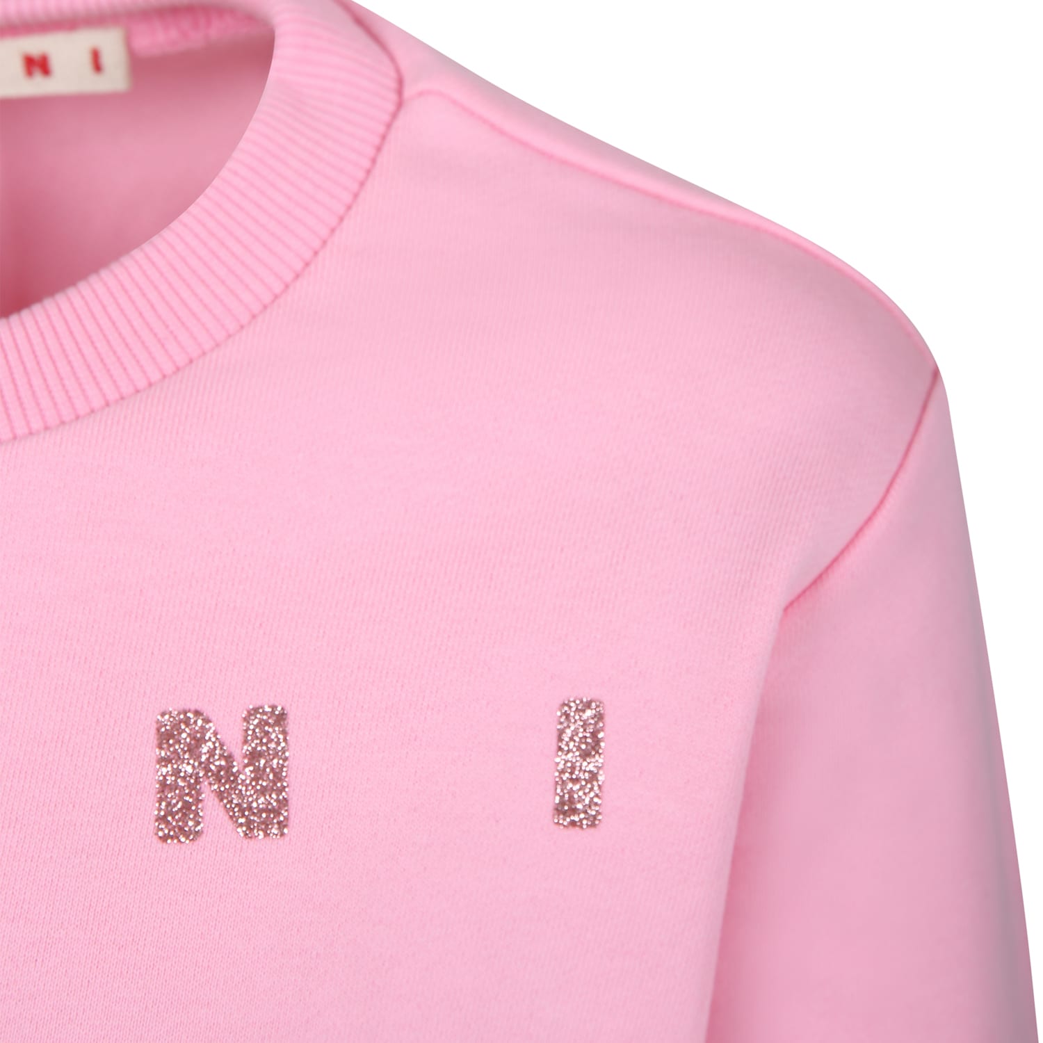 Shop Marni Pink Sweatshirt For Girl With Logo