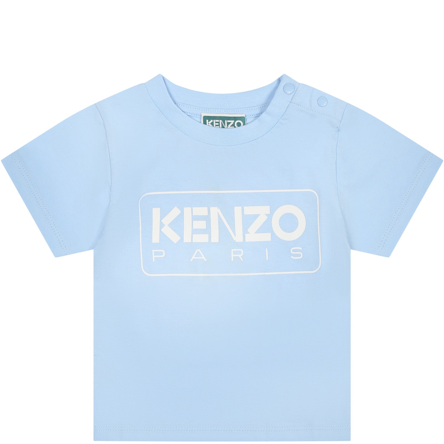 Kenzo Light Blue T-shirt For Baby Boy With Logo