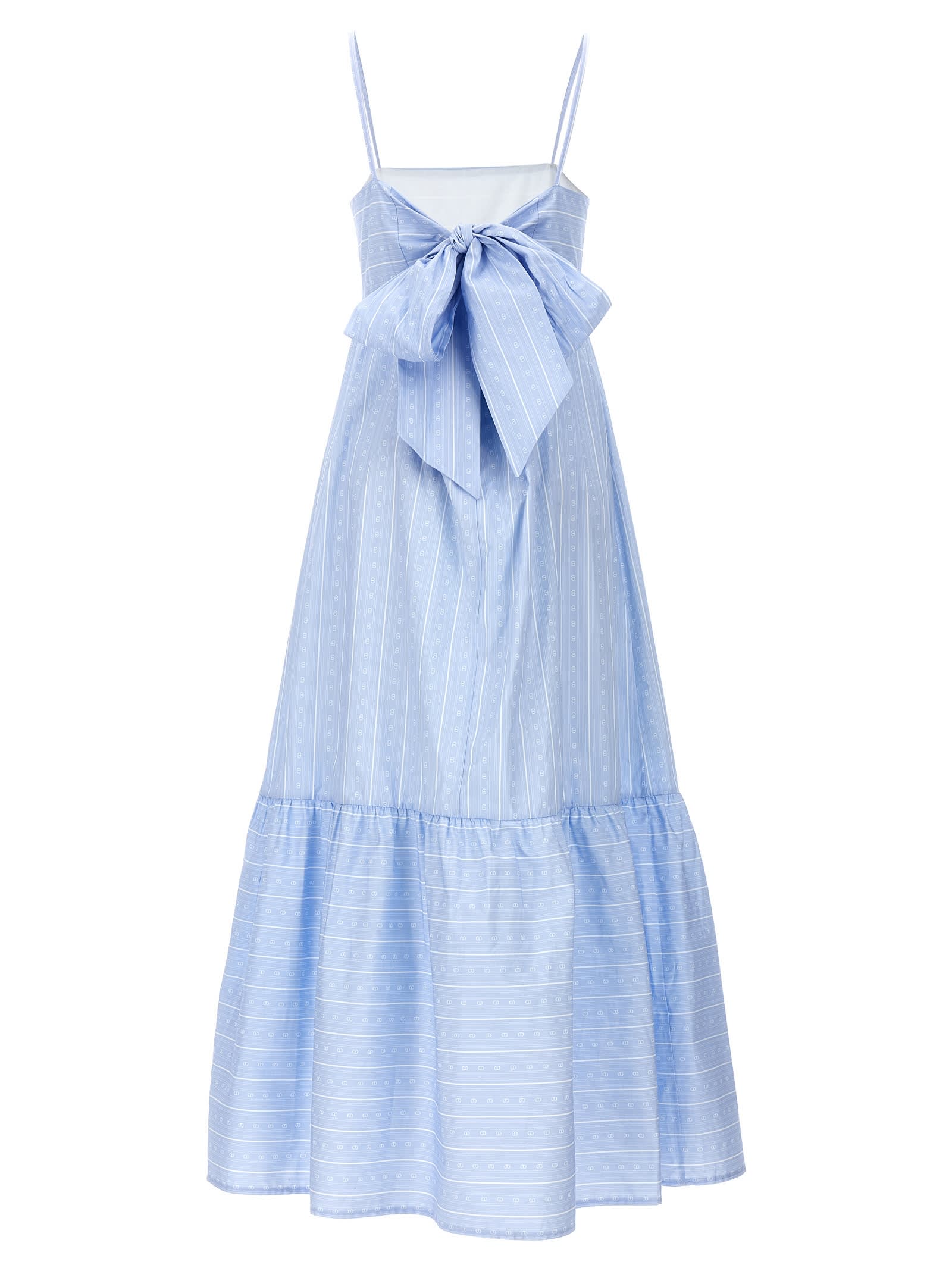 Shop Twinset Monogram Long Dress In Light Blue
