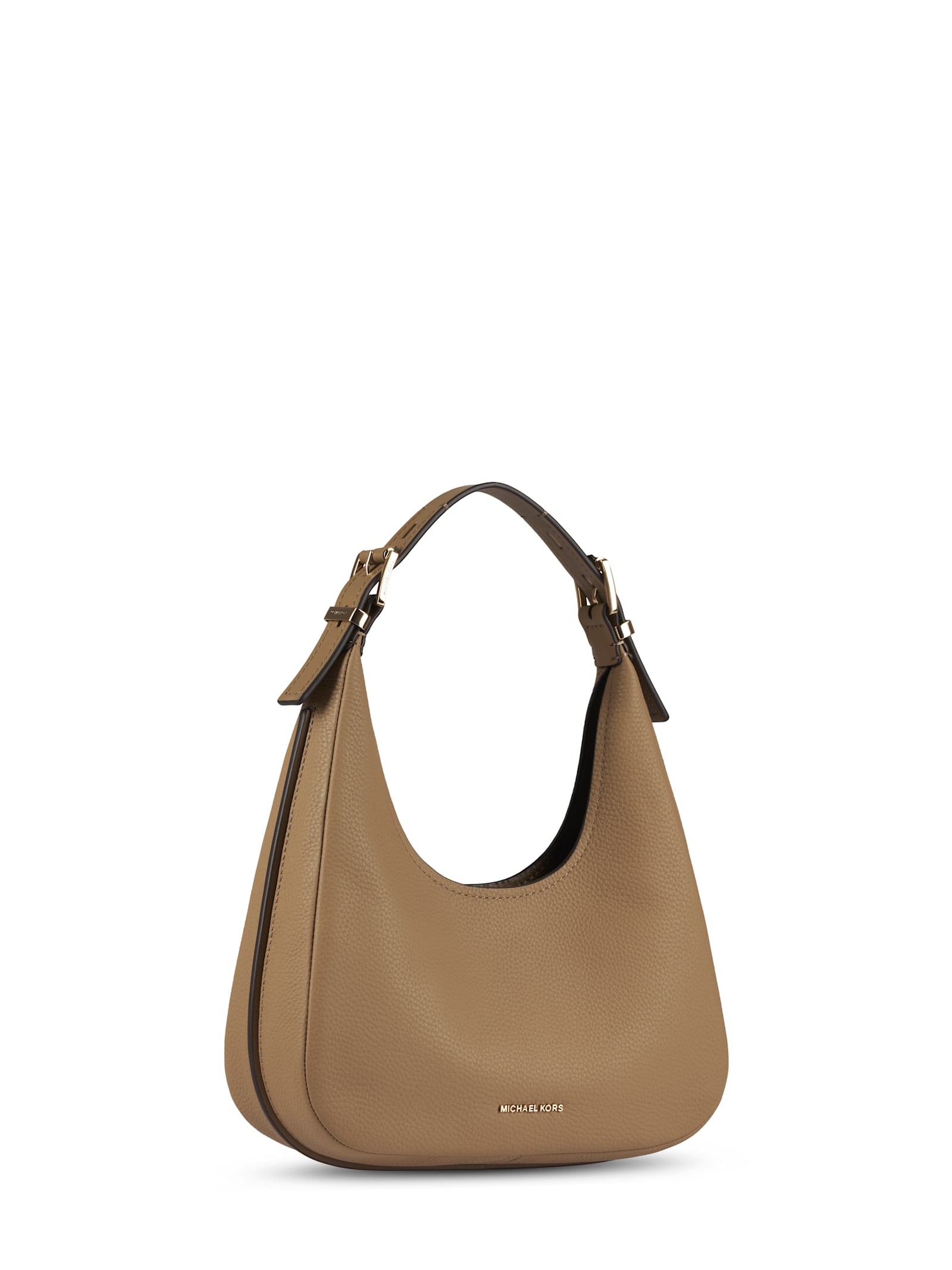 Michael Kors Nolita Beige Shoulder Bag With Logo Lettering On The Front In Hammered Leather Woman In Beige