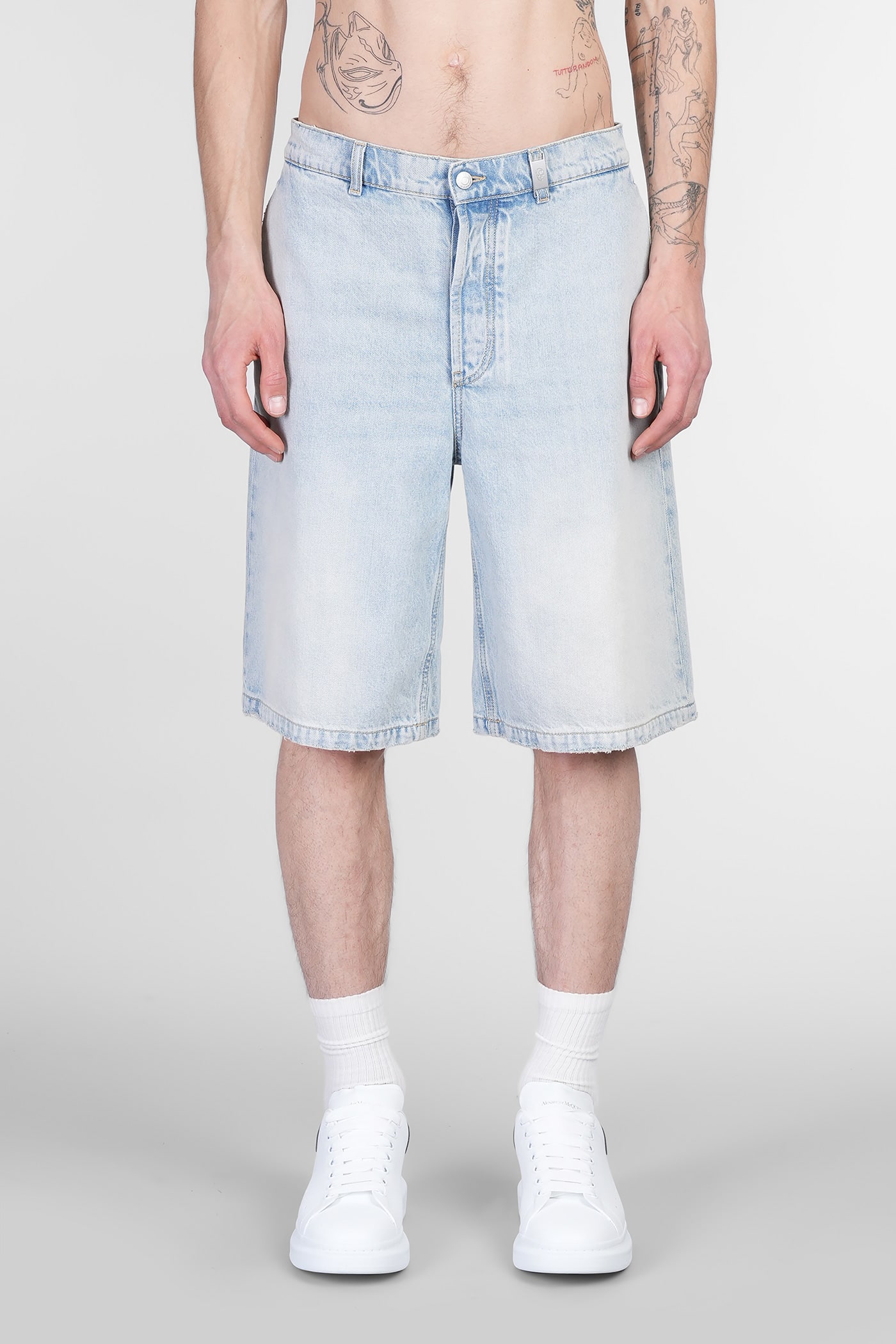 Shorts In Cyan Cotton