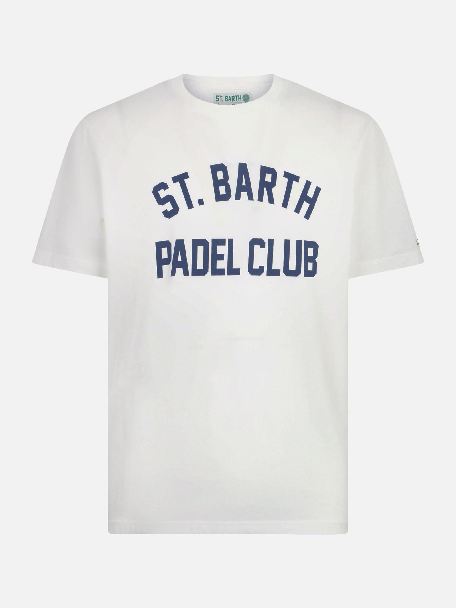 Mc2 Saint Barth Man Heavy Cotton T-shirt With St. Barth Padel Club In White