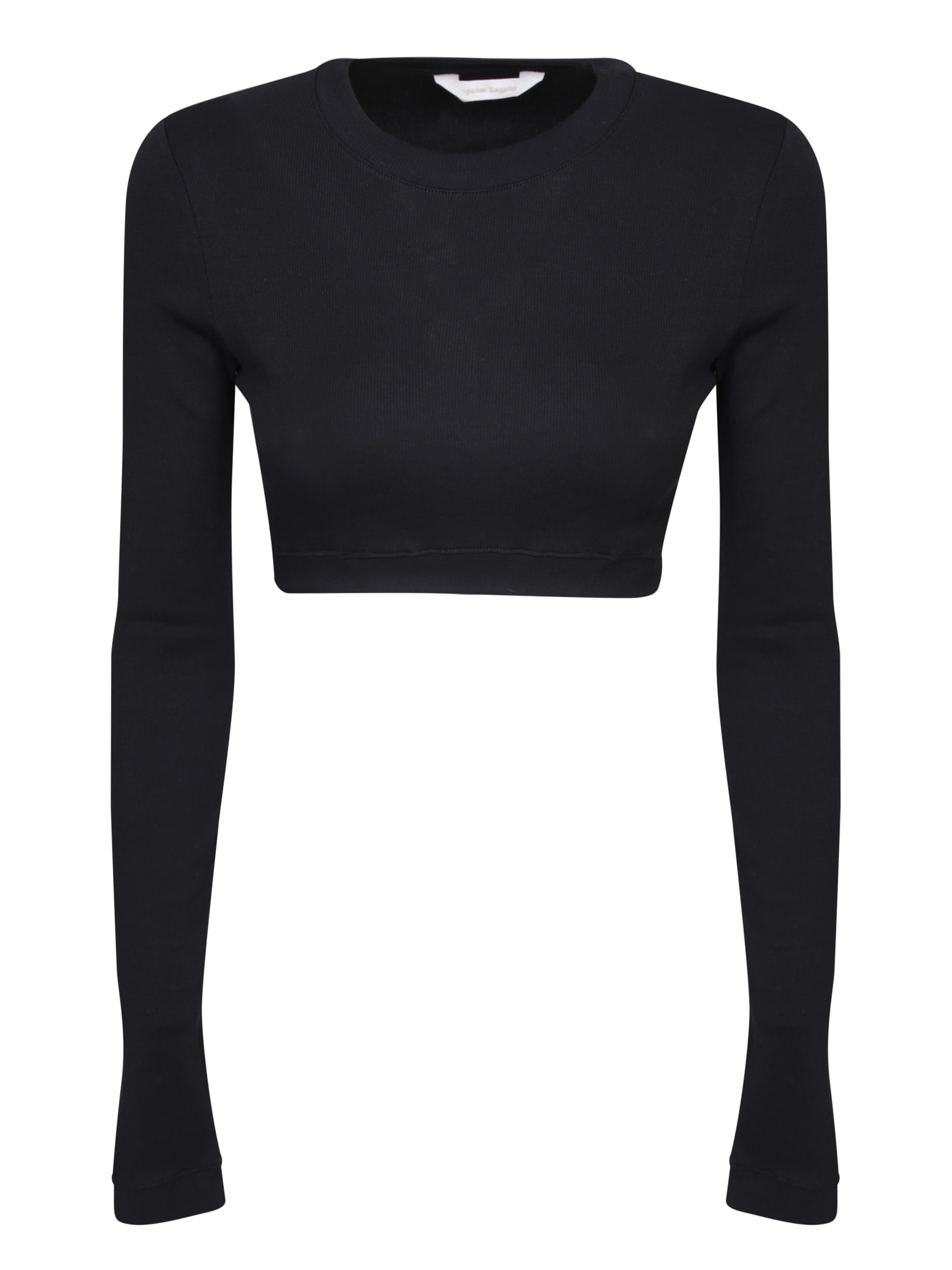 Shop Palm Angels Black Cropped T-shirt