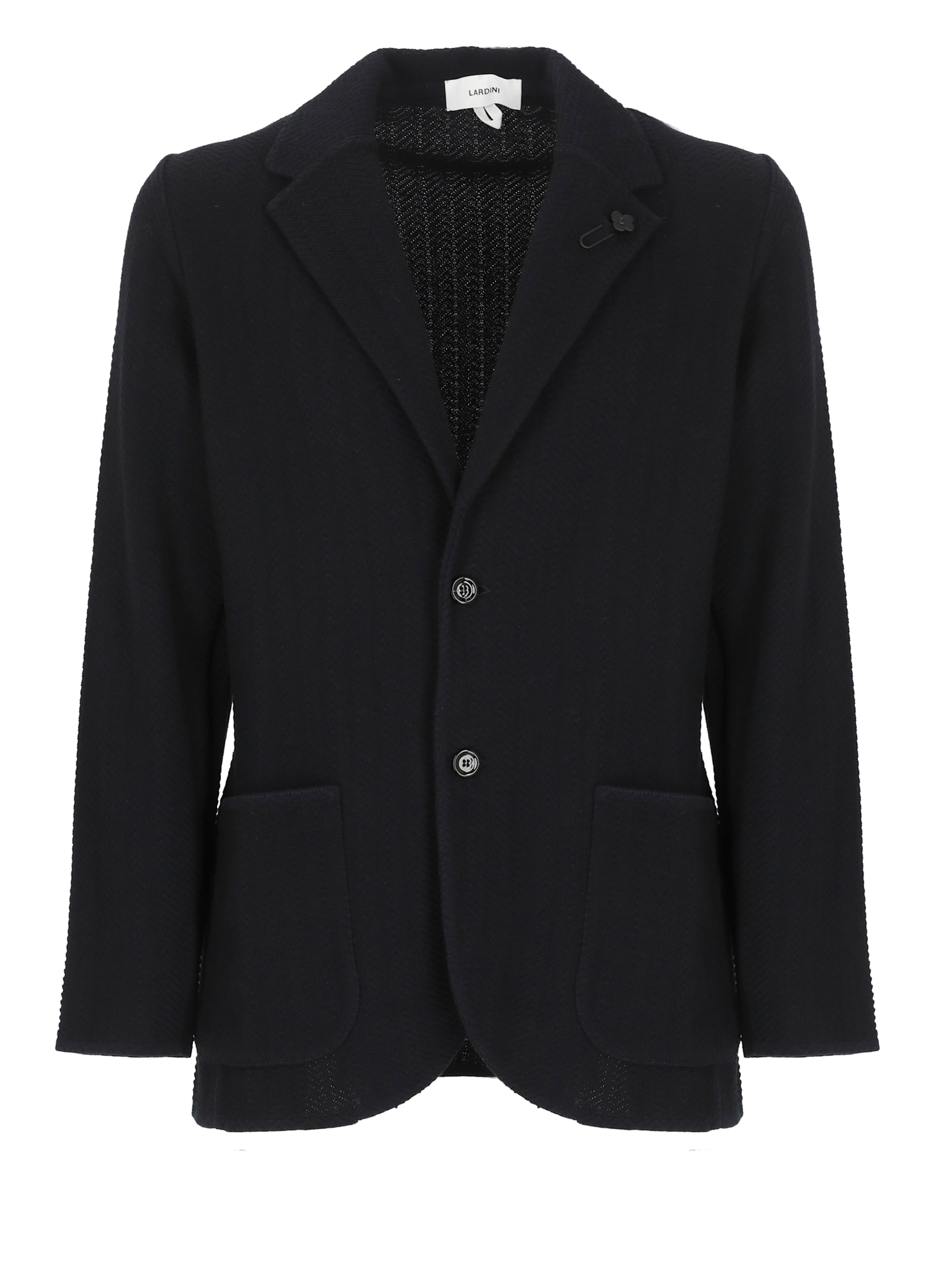 Lardini Single Breasted Jacket With Broad Peak Lapels In Black
