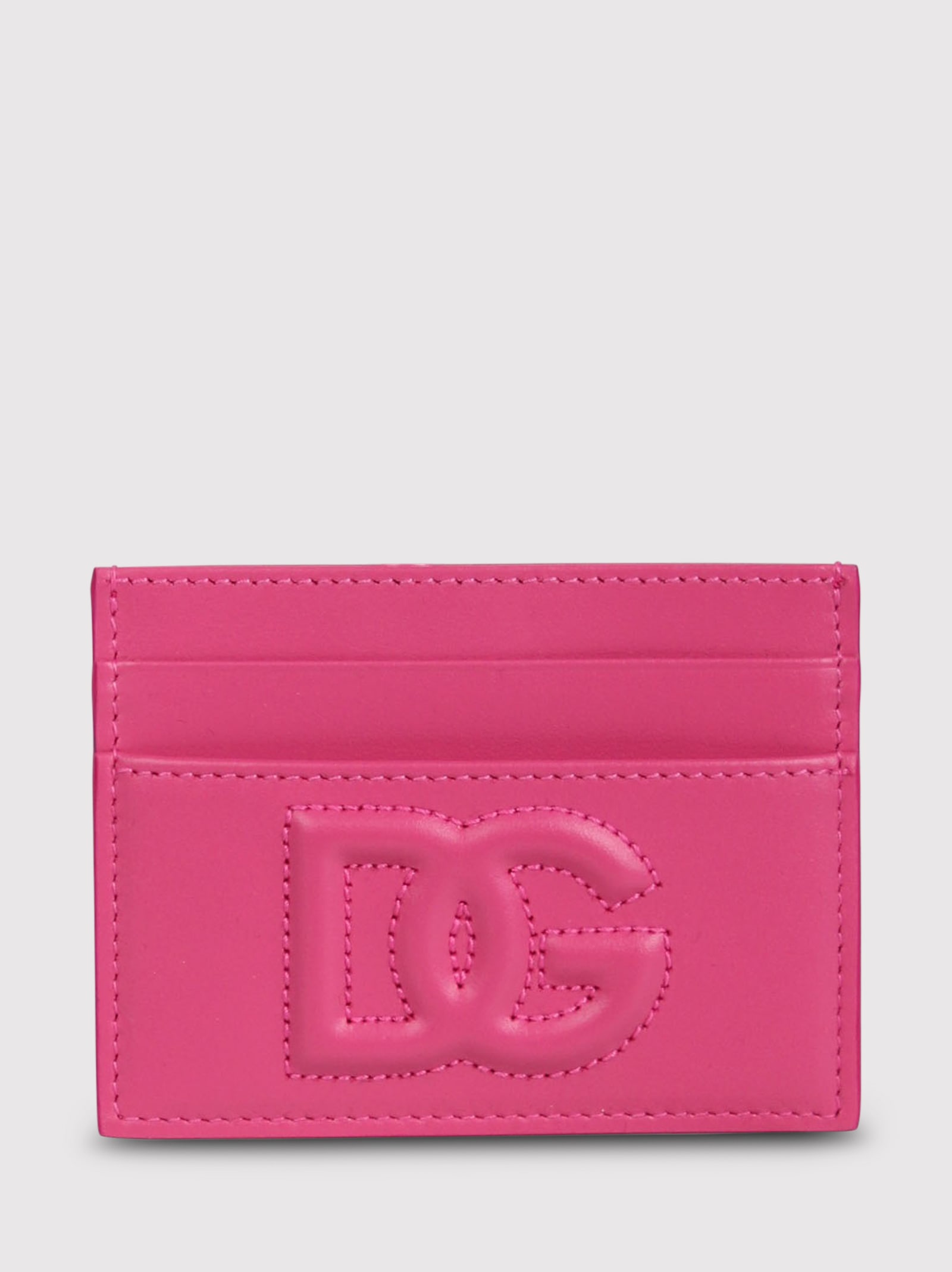 Dolce & Gabbana Smooth Calfskin Card Holder In Pink