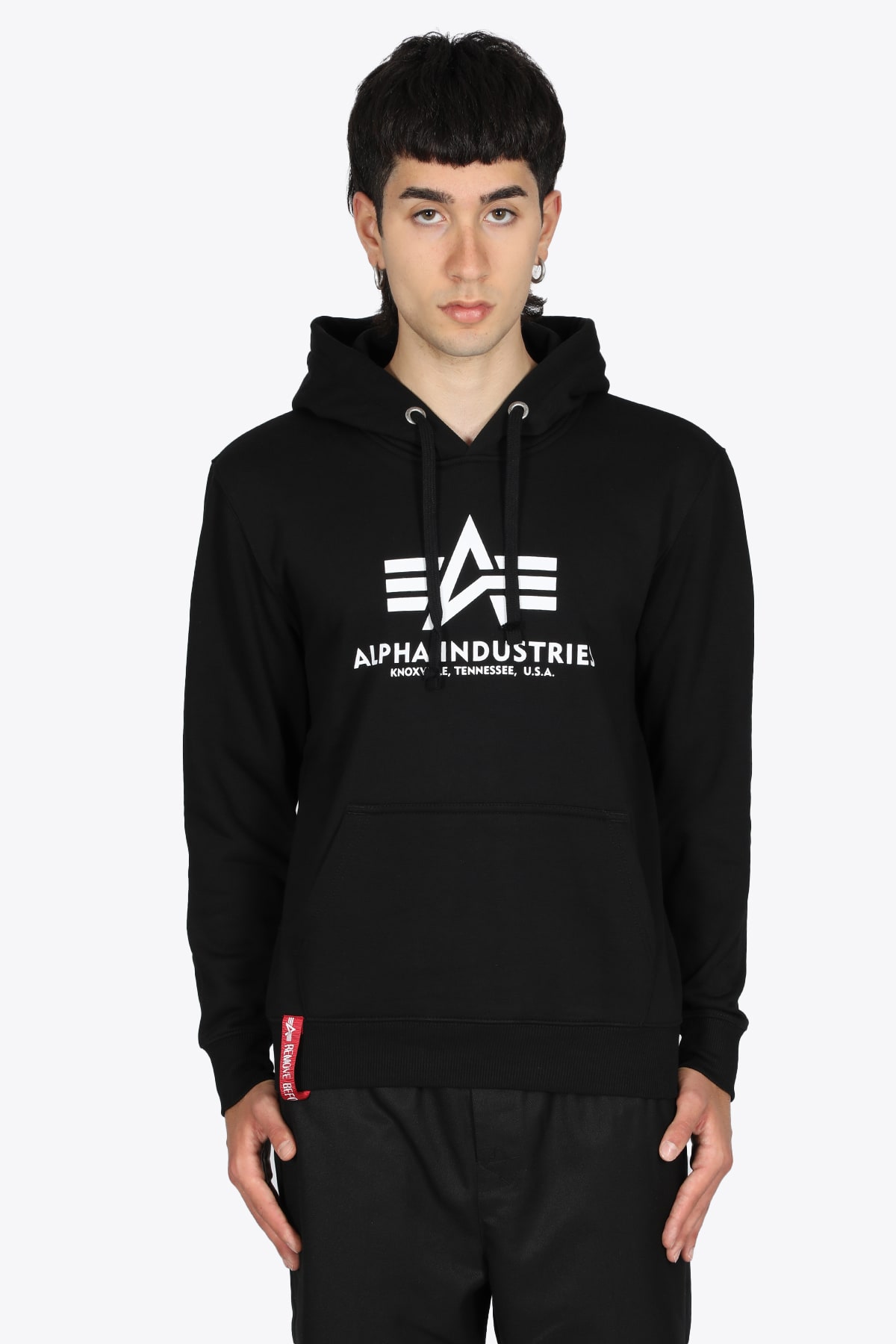 Alpha Industries Basic Hoody Black cotton hoodie with logo print