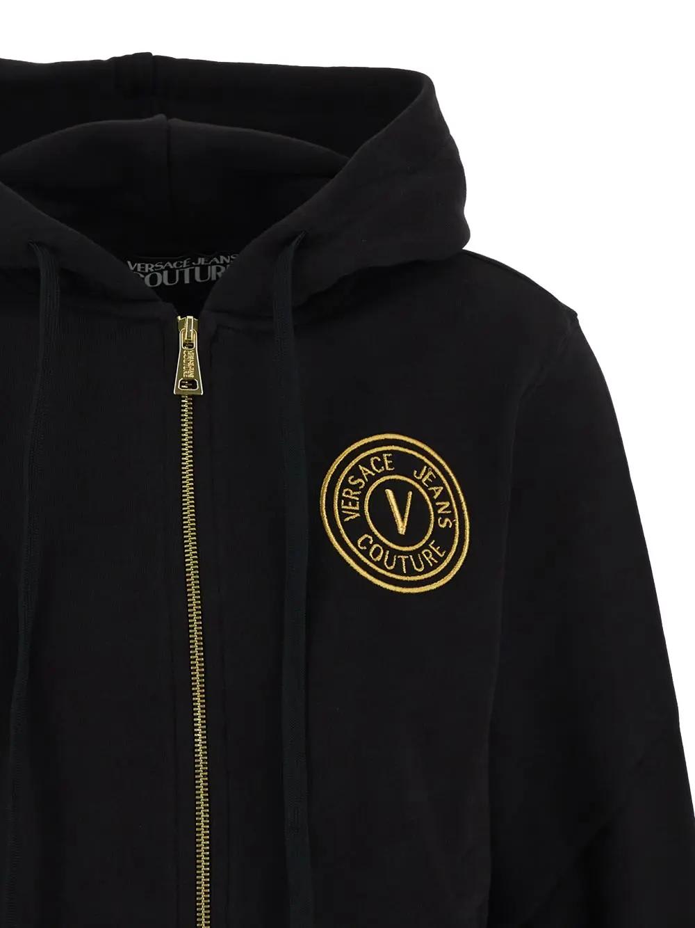 Shop Versace Jeans Couture Logo Hoodie In Black/gold
