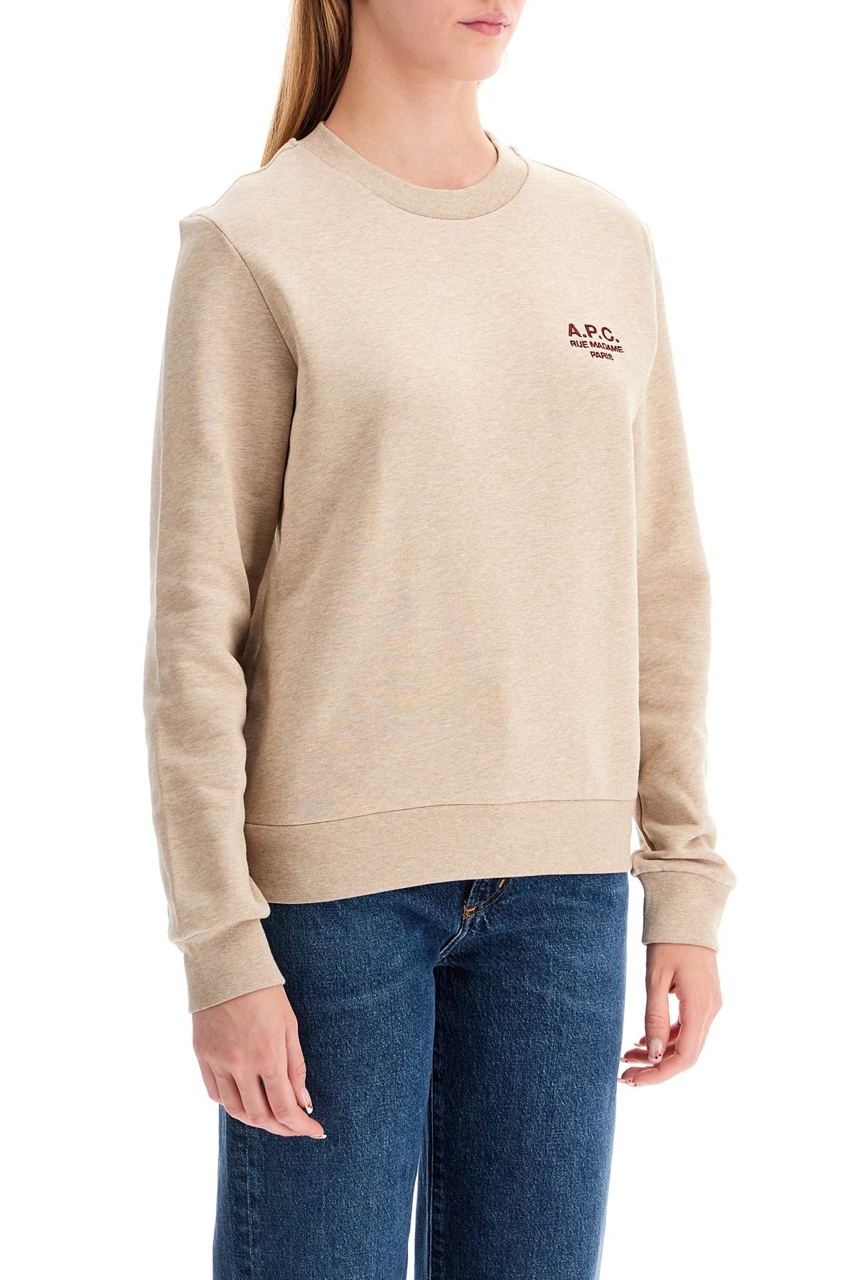 Shop Apc Rue Madame Crewneck Sweat In Beige Chine/brique (beige)