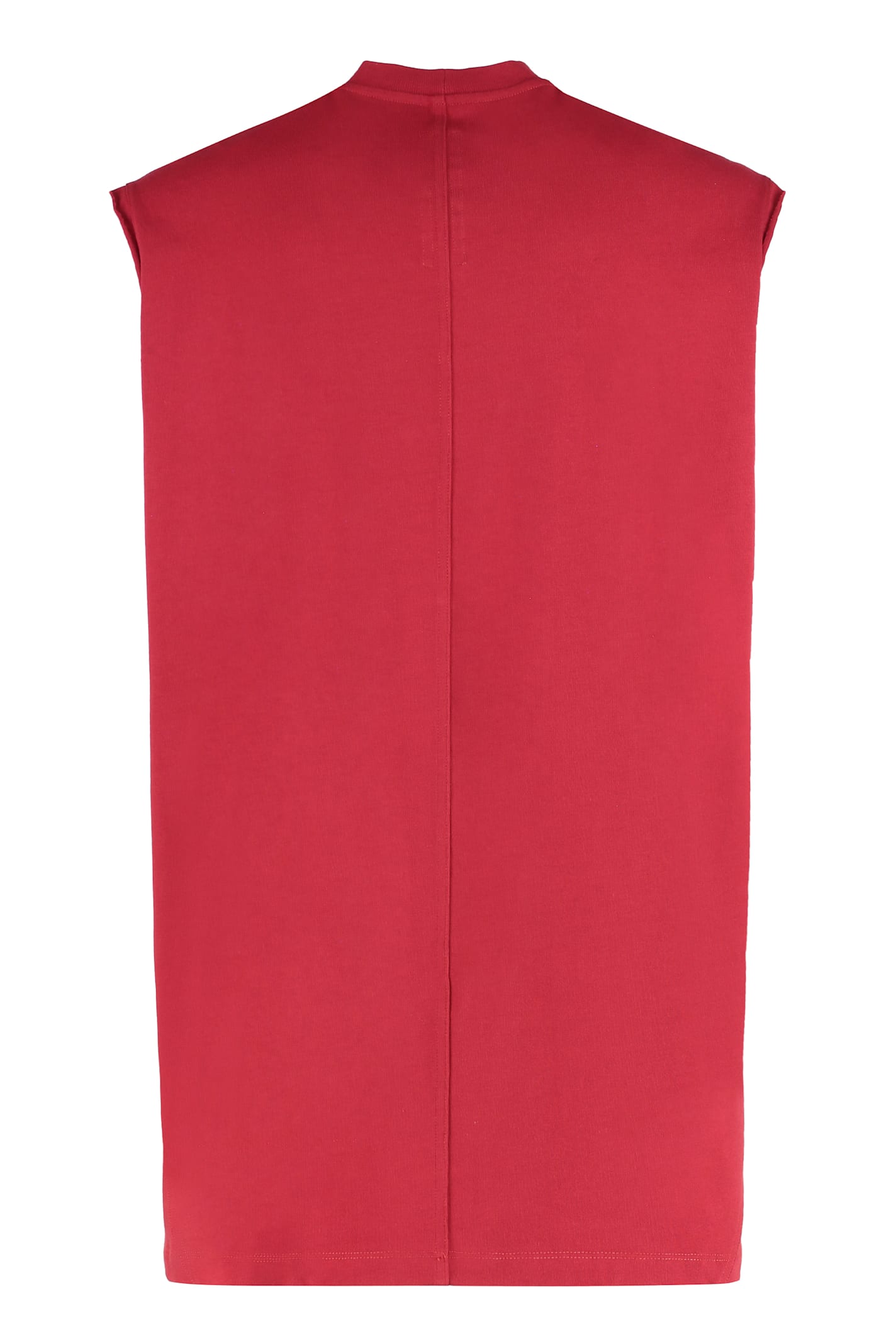 Rick Owens Ribbed Collar Sleeveless Crew Neck Tank Top In Red