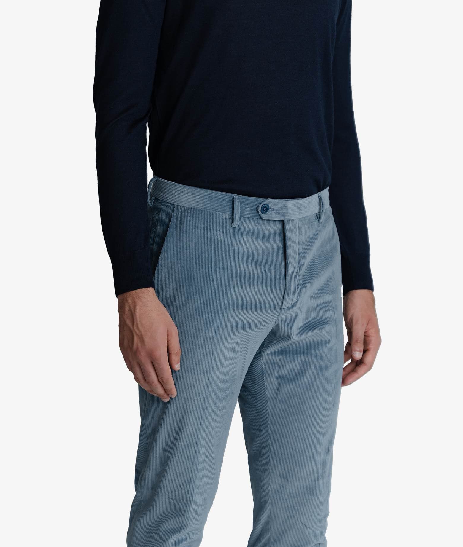 Shop Larusmiani Velvet Trousers Howard Pants In Lightblue