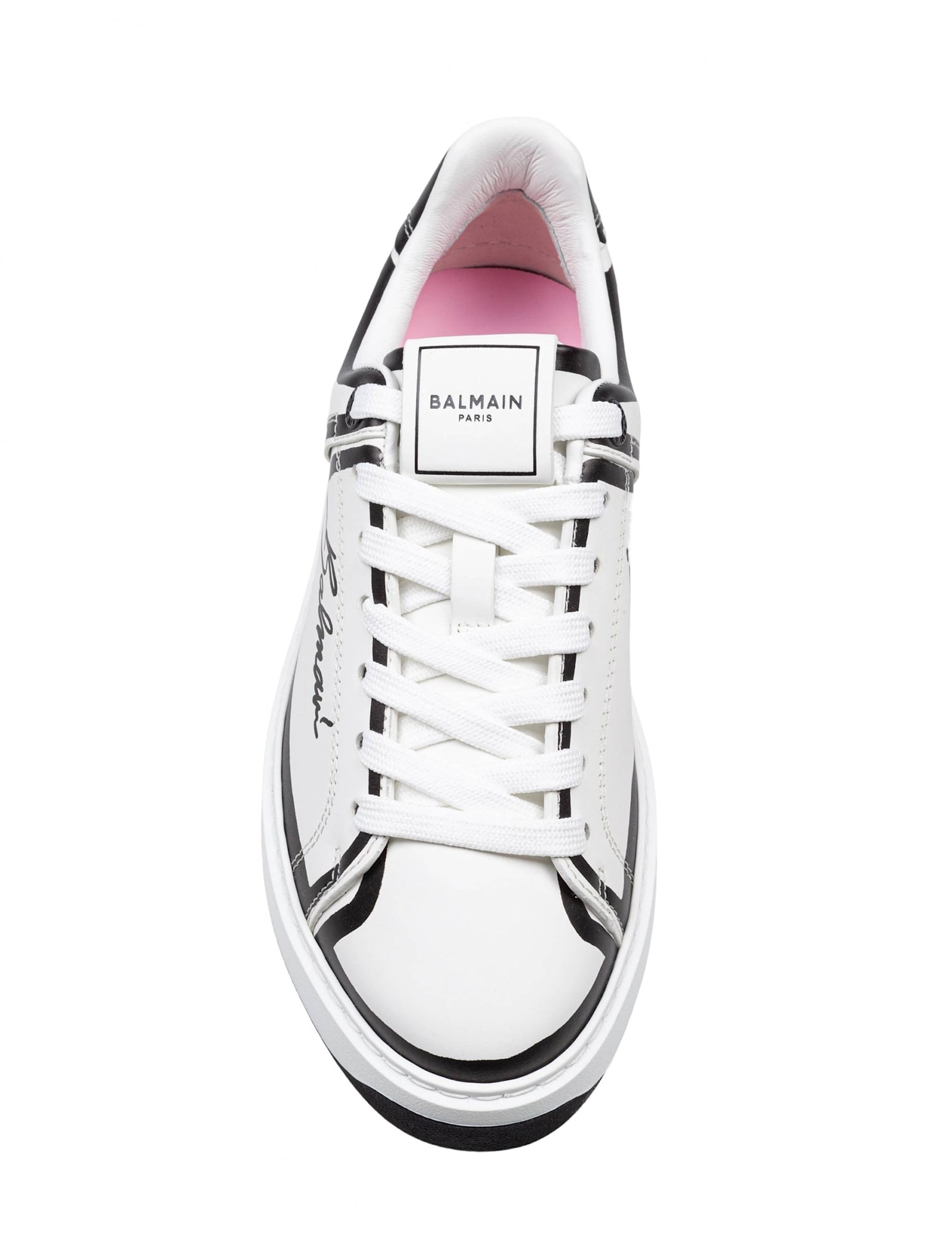 Balmain B-court Calf Leather Sneakers Color Black And White