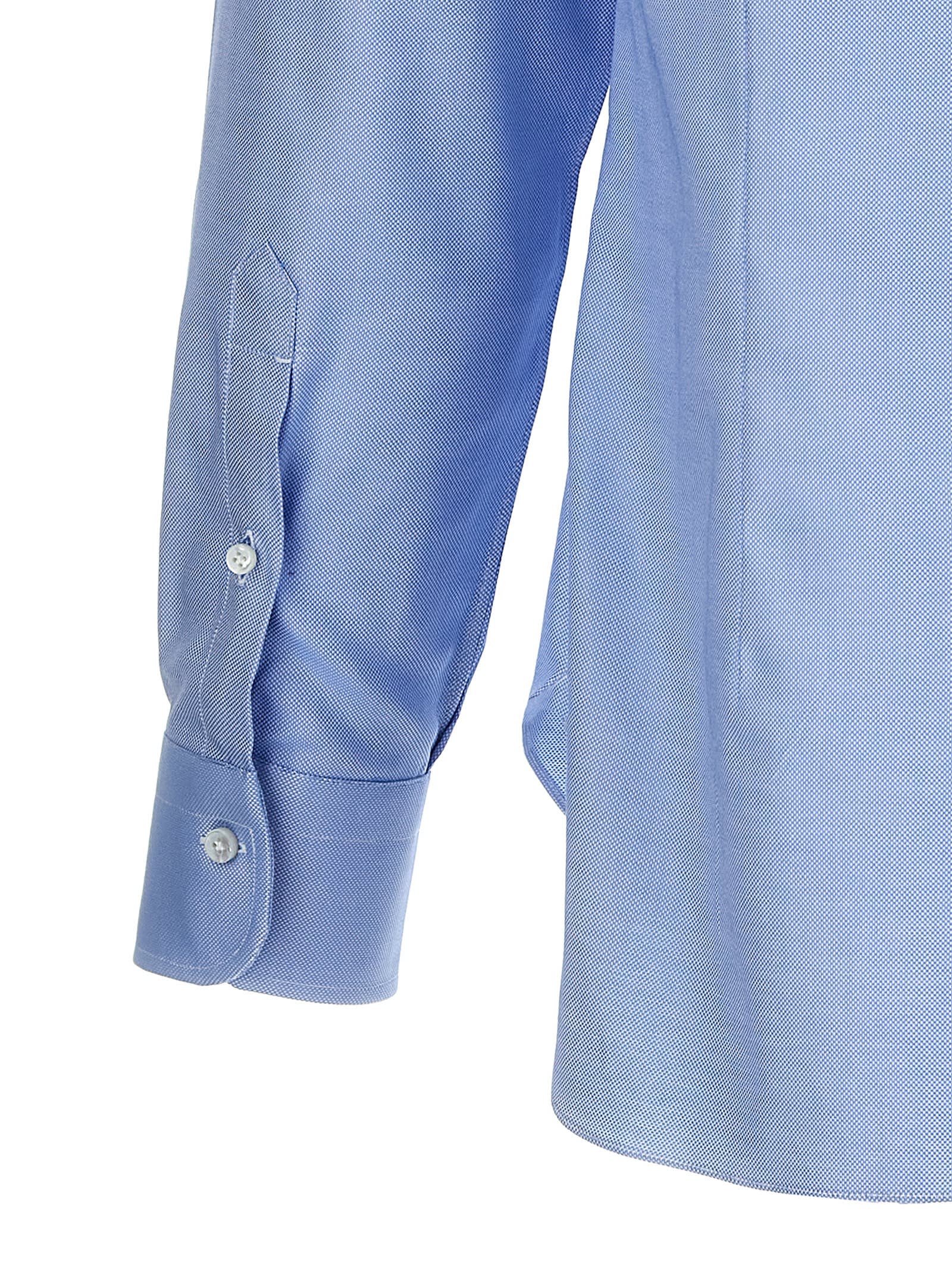 Barba Napoli Barba Tailored Poplin Shirt With Button Closure In Light Blue