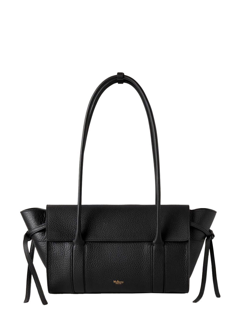 Mulberry Small Bayswater Black Shoulder Bag With Laminated Logo In Leather Woman