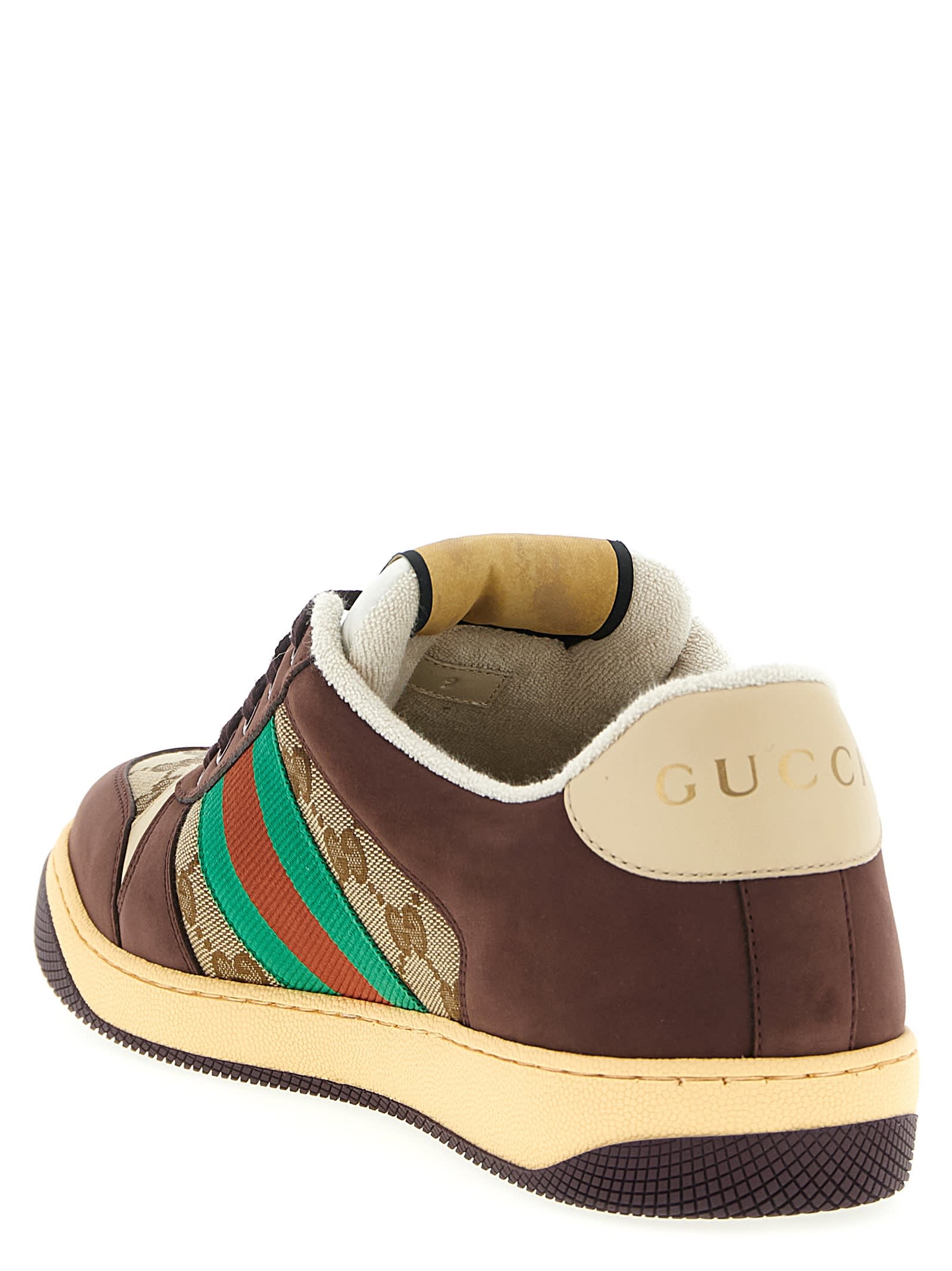 Gucci Men Gg Fabric Leather Sneakers In Multi
