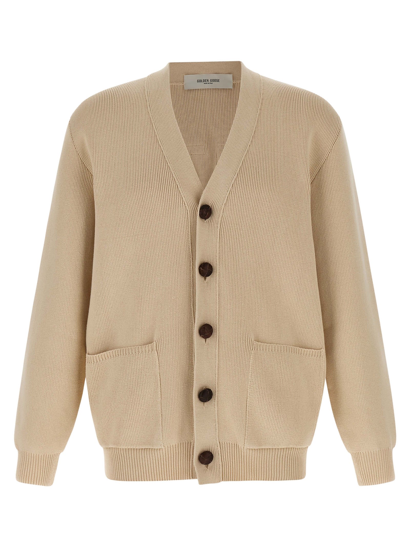 Golden Goose Beige Darryl Textured Cardigan Sweater In Nude