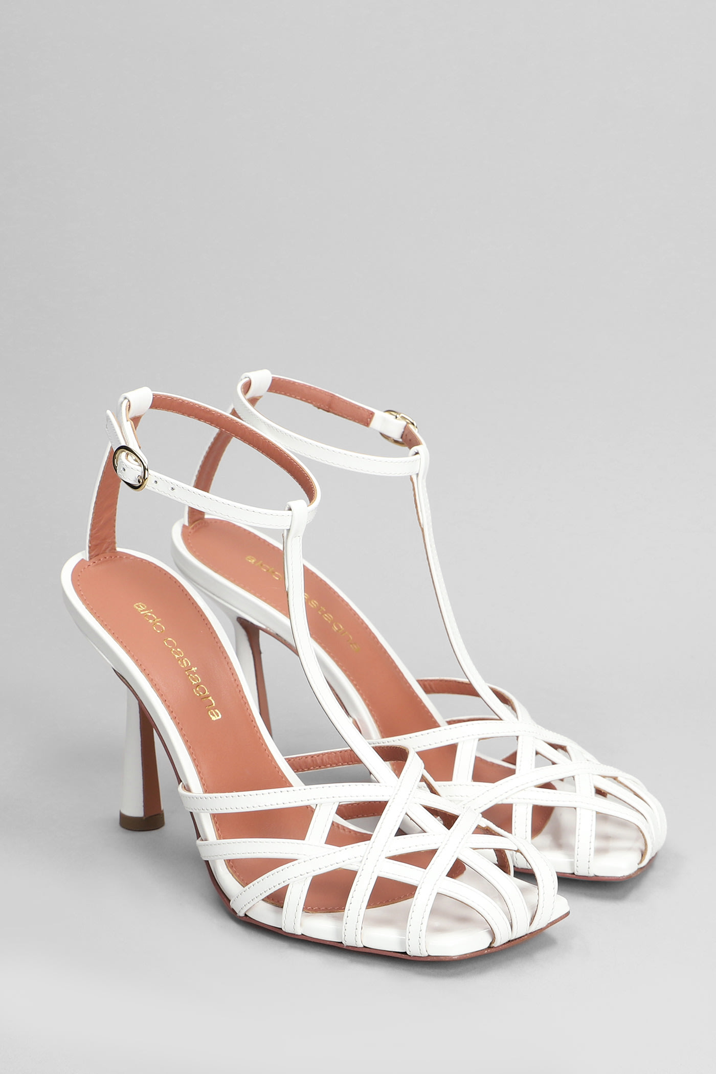Shop Aldo Castagna Lidia Sandals In White Patent Leather