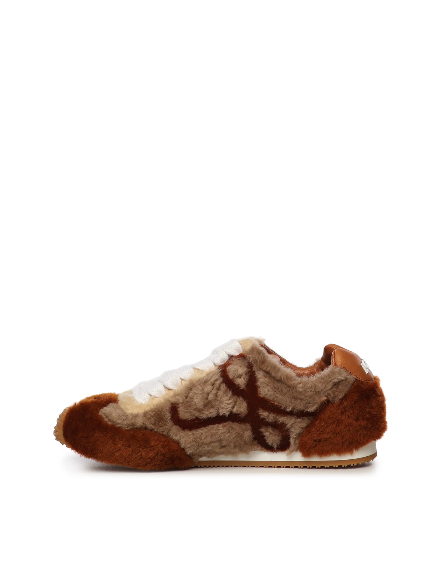 Loewe Ballet Runner 2.0 Leather-trimmed Shearling Sneakers In Multi