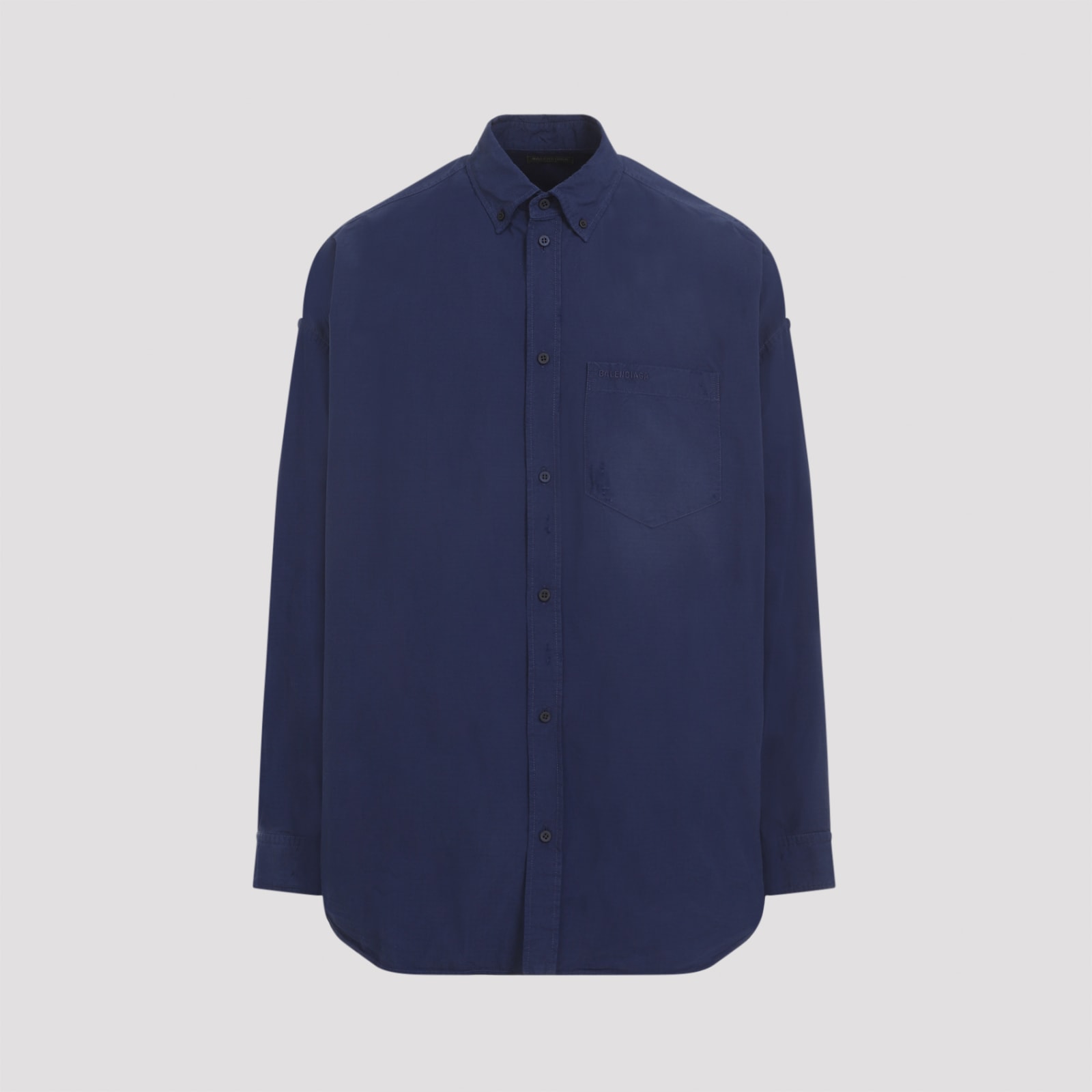 Shop Balenciaga Ls Cocoon Shirt In Marine Blue