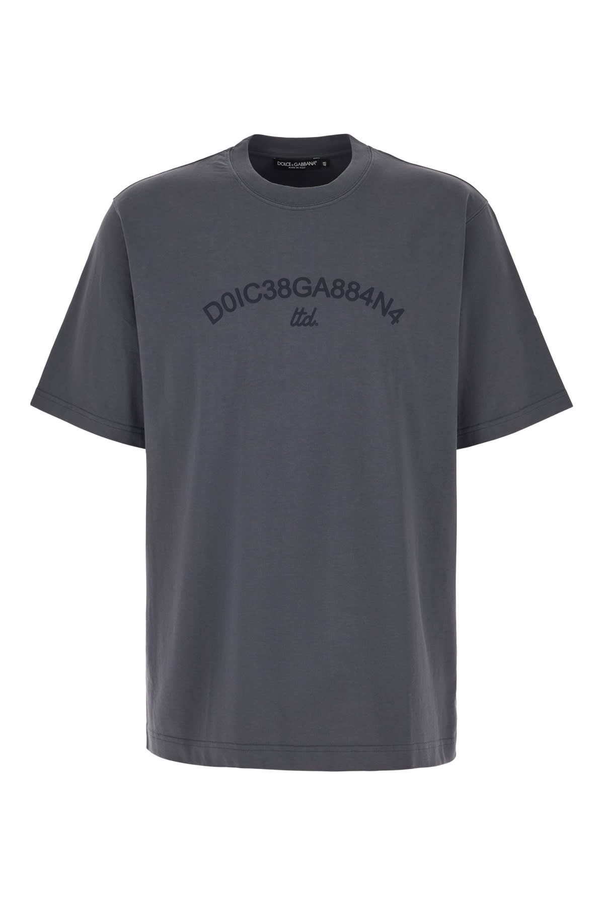 Shop Dolce & Gabbana Charcoal Cotton T-shirt In Grigio Piombo