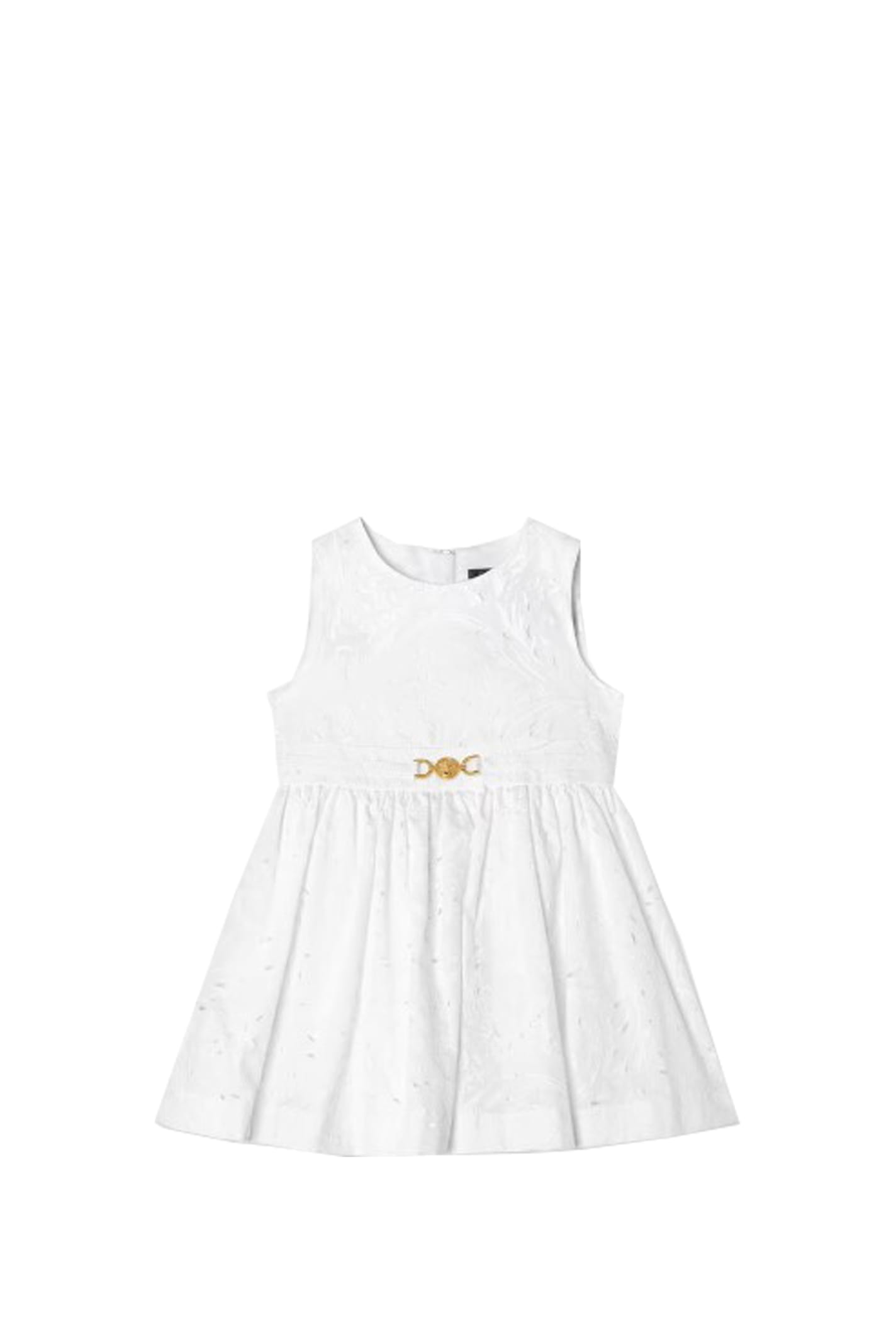 Shop Versace Sangallo Baby Dress In White
