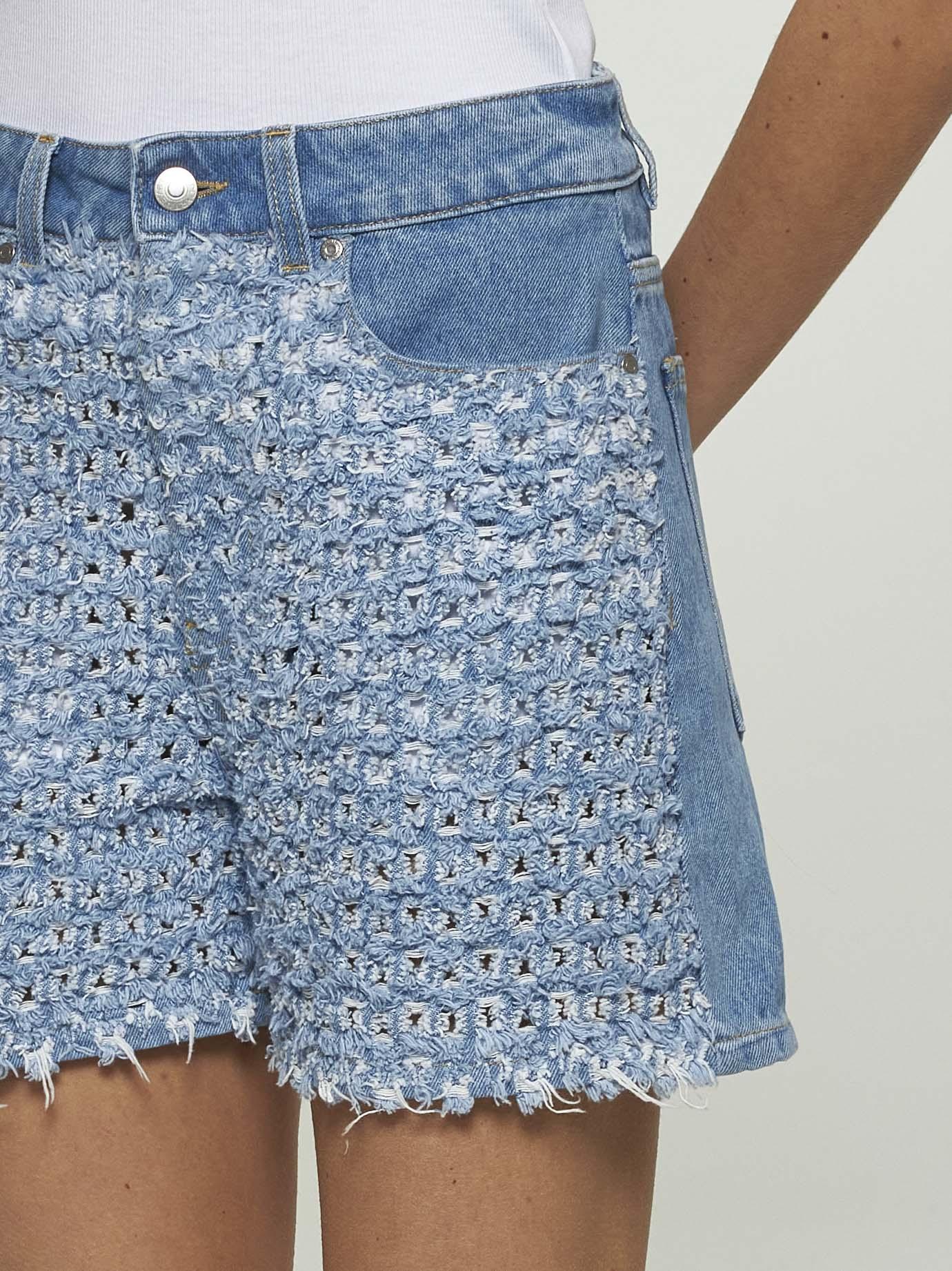 Stella Mccartney Light Blue Bouclé Denim Shorts In Light Blue