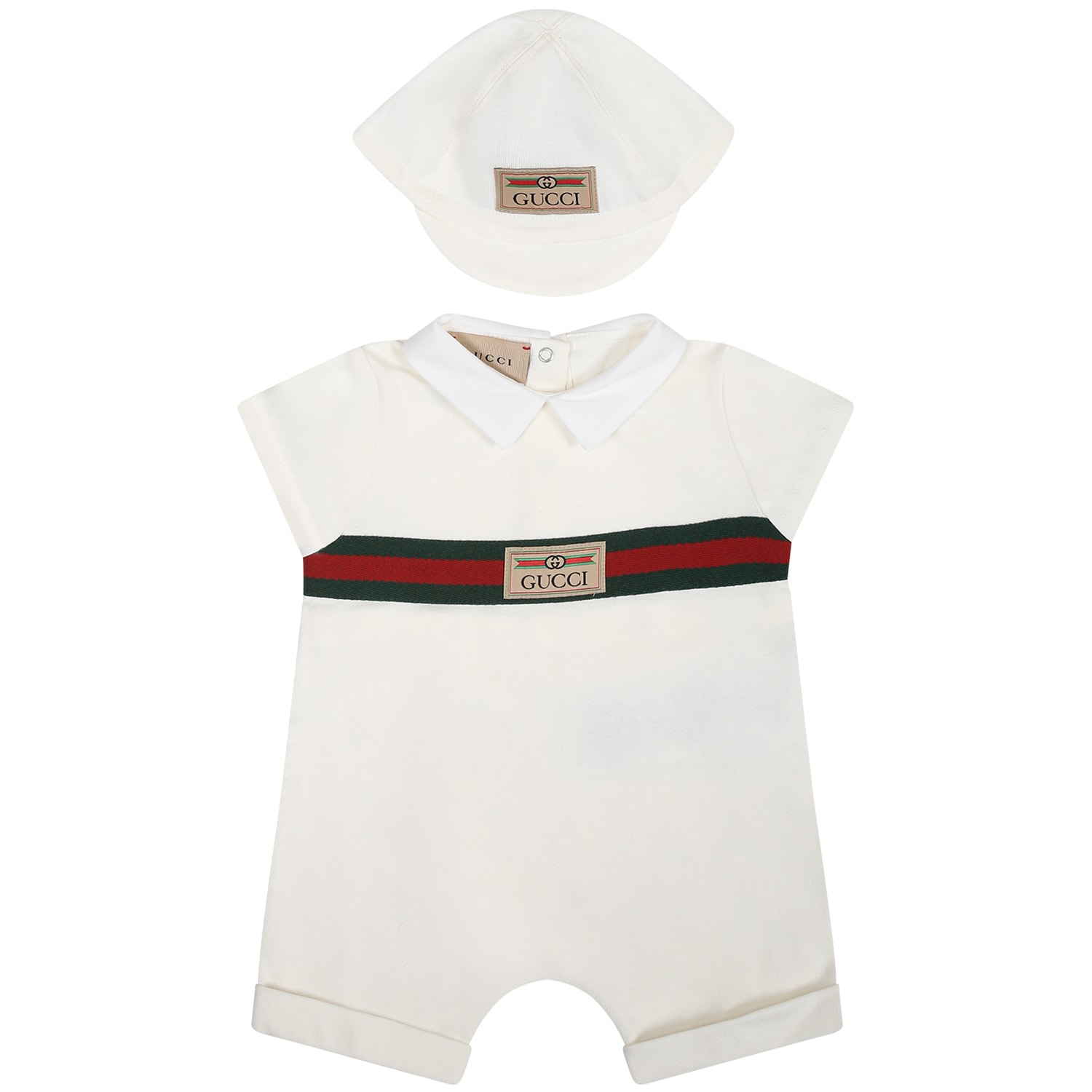 Gucci White Set For Baby Boy With Logo In Bianco