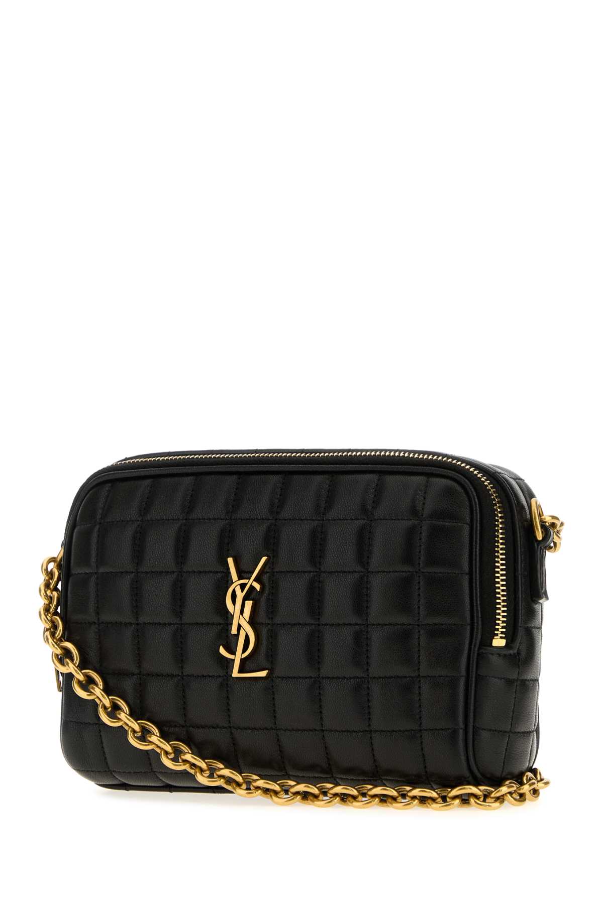 Saint Laurent Black Leather Crossbody Bag In Black